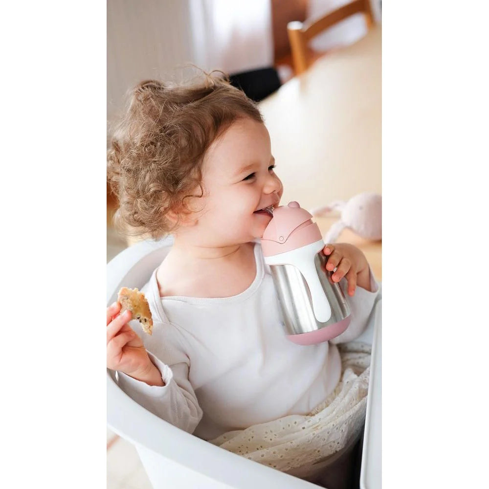 Beaba Stainless Steel Straw Cup 250ML - VINTAGE PINK