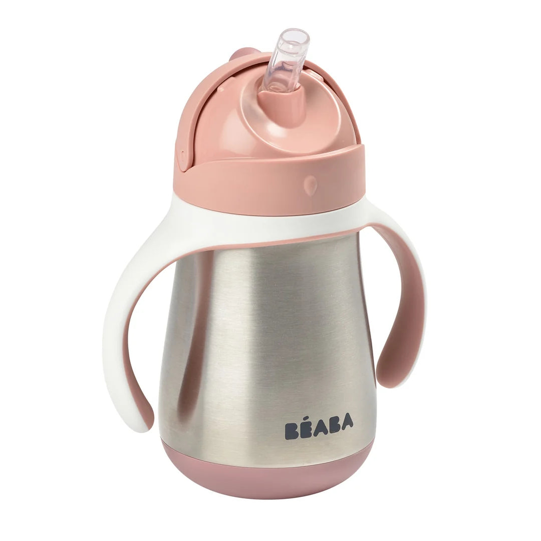 Beaba Stainless Steel Straw Cup 250ML - VINTAGE PINK