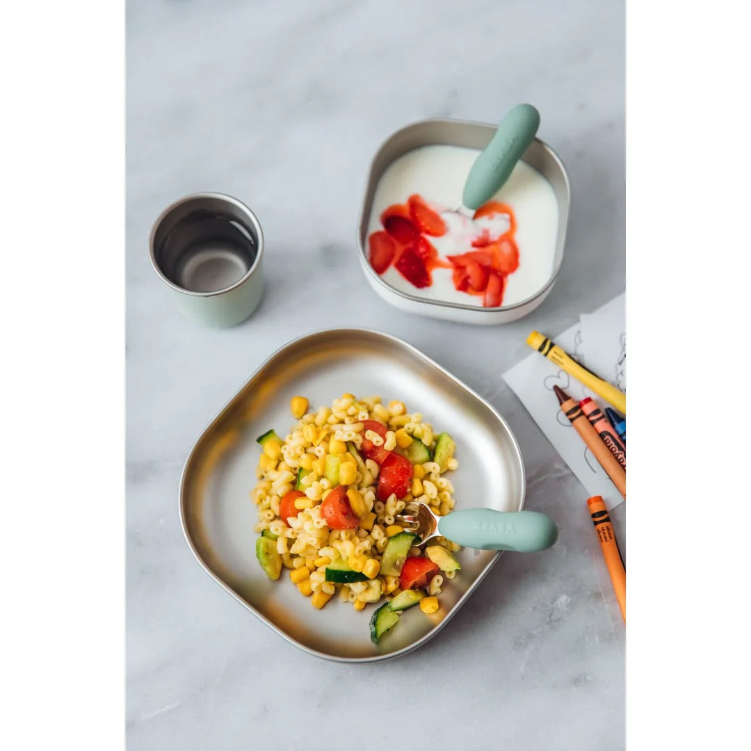 Beaba Stainless Steel Meal Set - SAGE GREEN