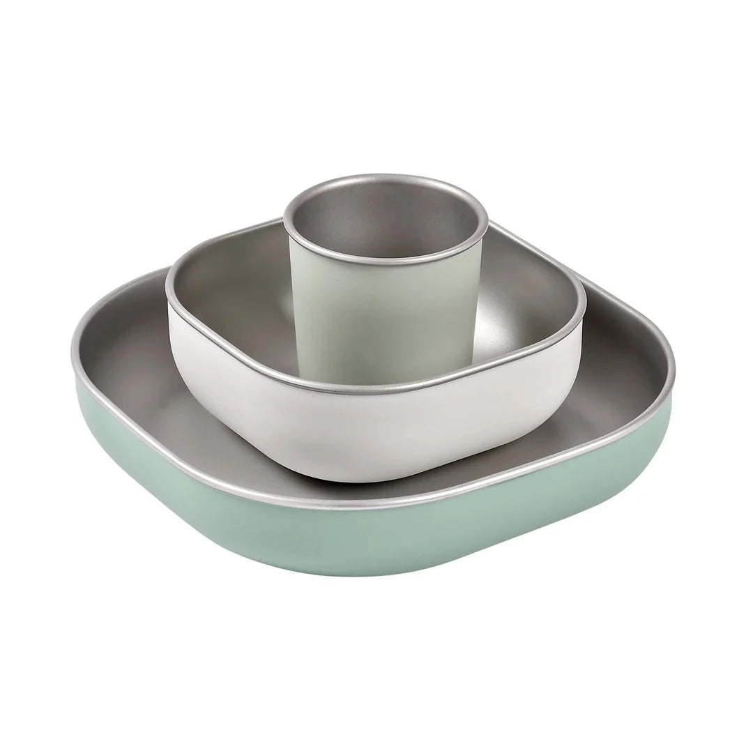 Beaba Stainless Steel Meal Set - SAGE GREEN