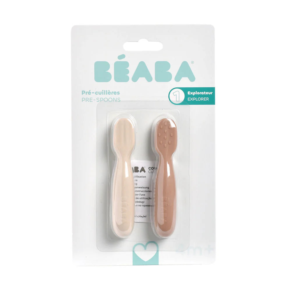Beaba Silicone Pre-Spoons 2 Pack - PRALIN/CLAY