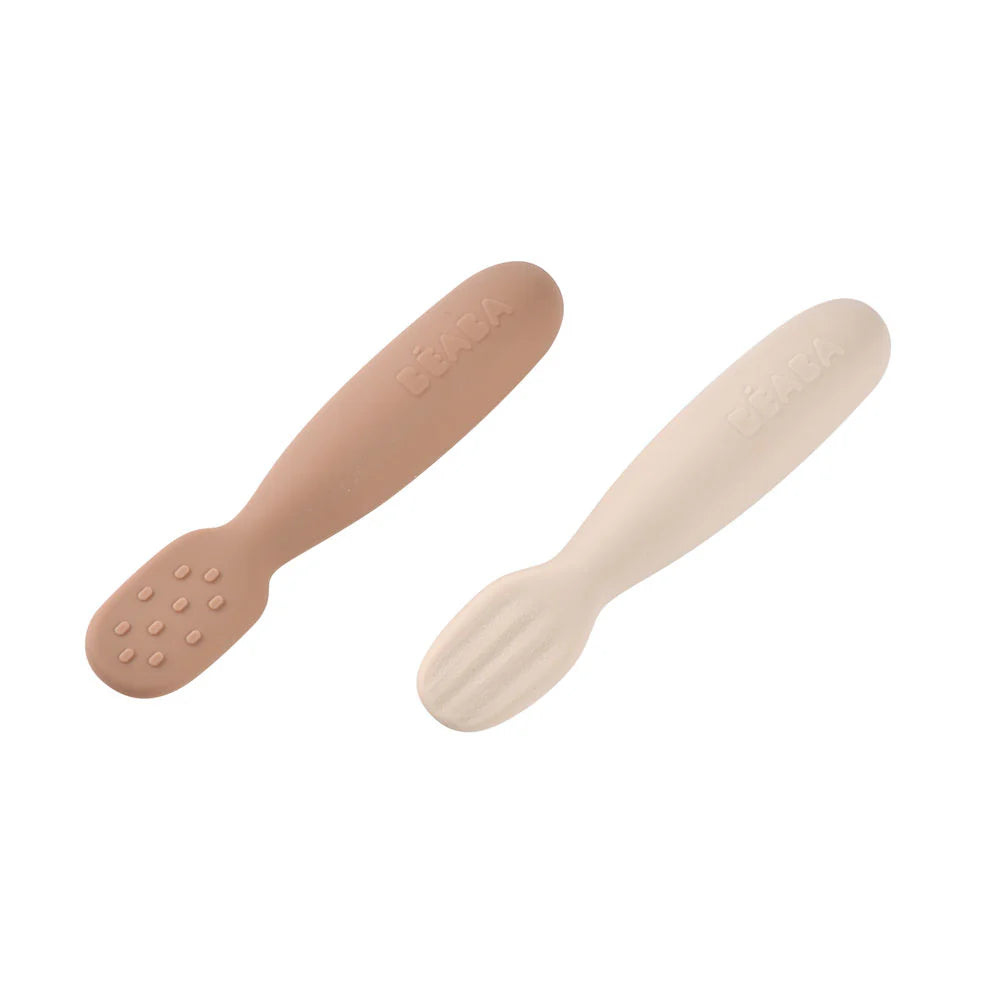 Beaba Silicone Pre-Spoons 2 Pack - PRALIN/CLAY