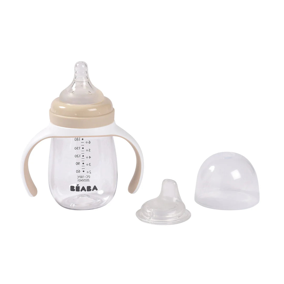 Beaba 2 In 1 Bottle To Sippy Learning Cup 210ML - CLAY | ETA Early July