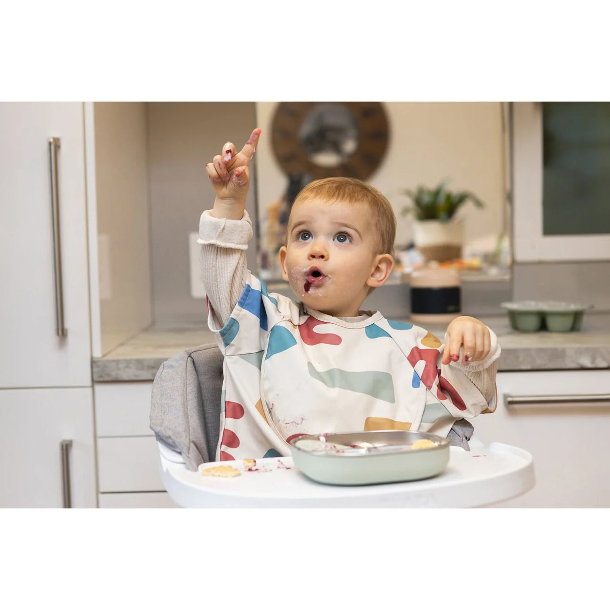 Beaba Stainless Steel Divided Plate - Misty Green