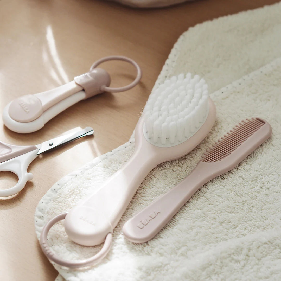Beaba Baby Brush & Comb - OLD PINK