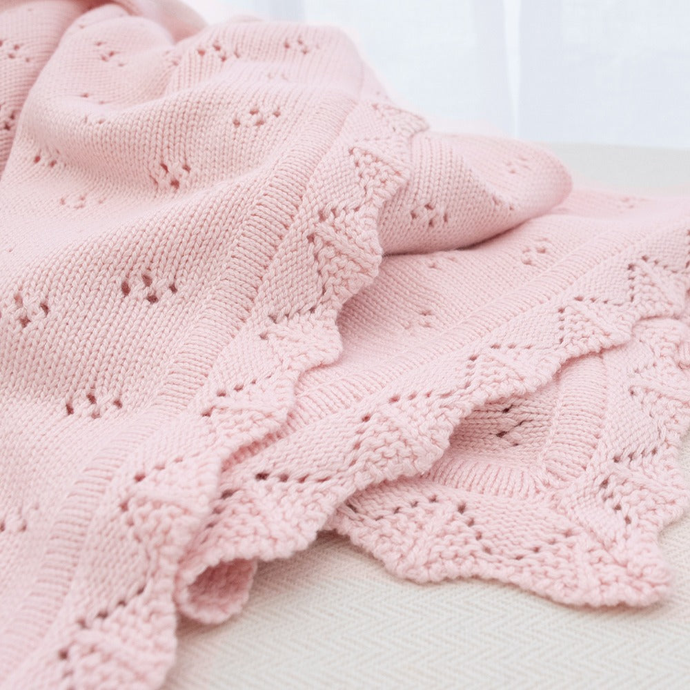 Bamboo Cotton Heirloom Blanket - Blush - Tiny Tots Baby Store 