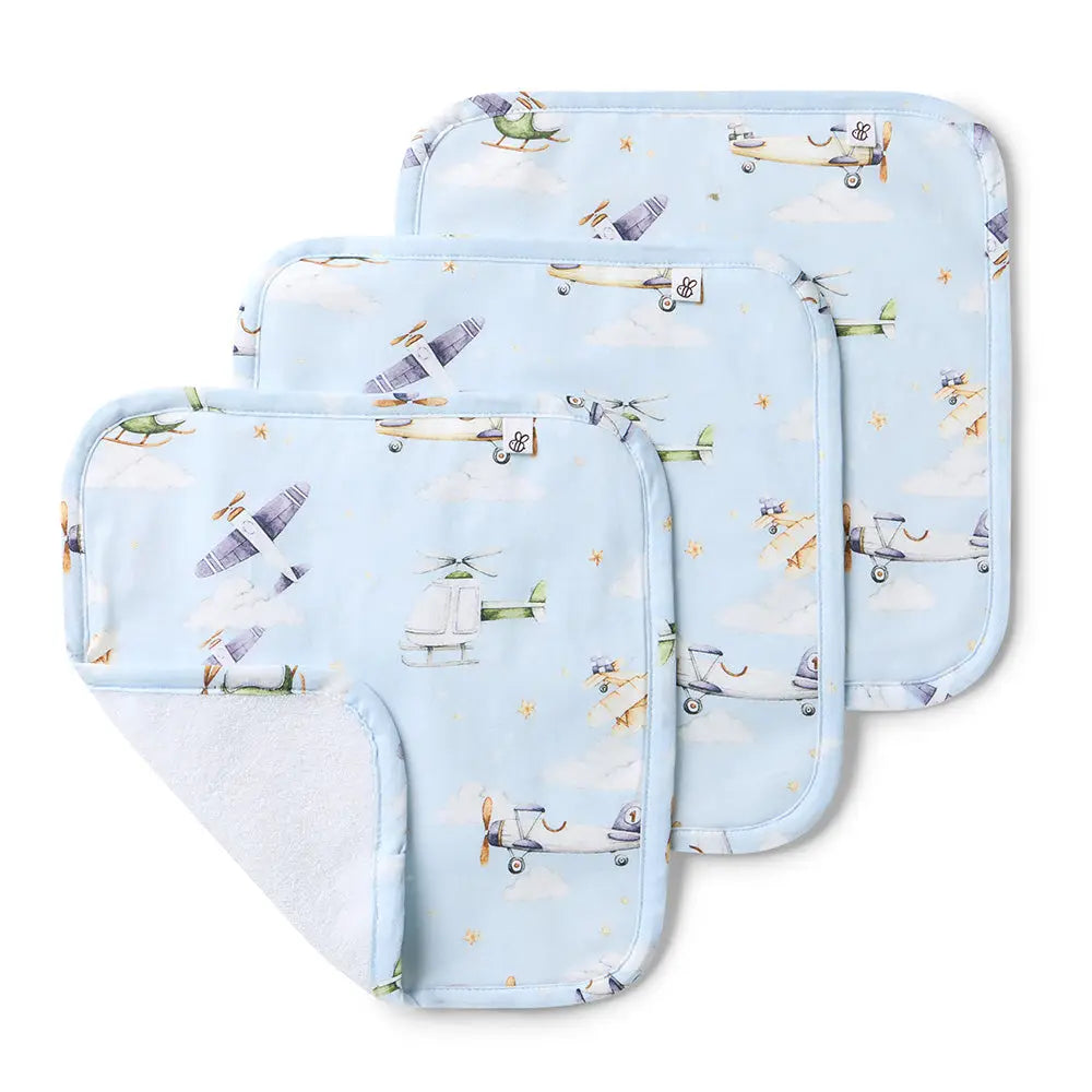 Snuggle Hunny Taking Flight Organic Wash Cloths - 3 Pack 
