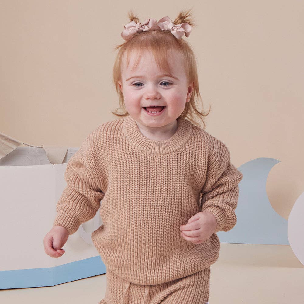 Snuggle Hunny - Hazelnut Oversized Cotton Knit Jumper - 3-6 Months (00)