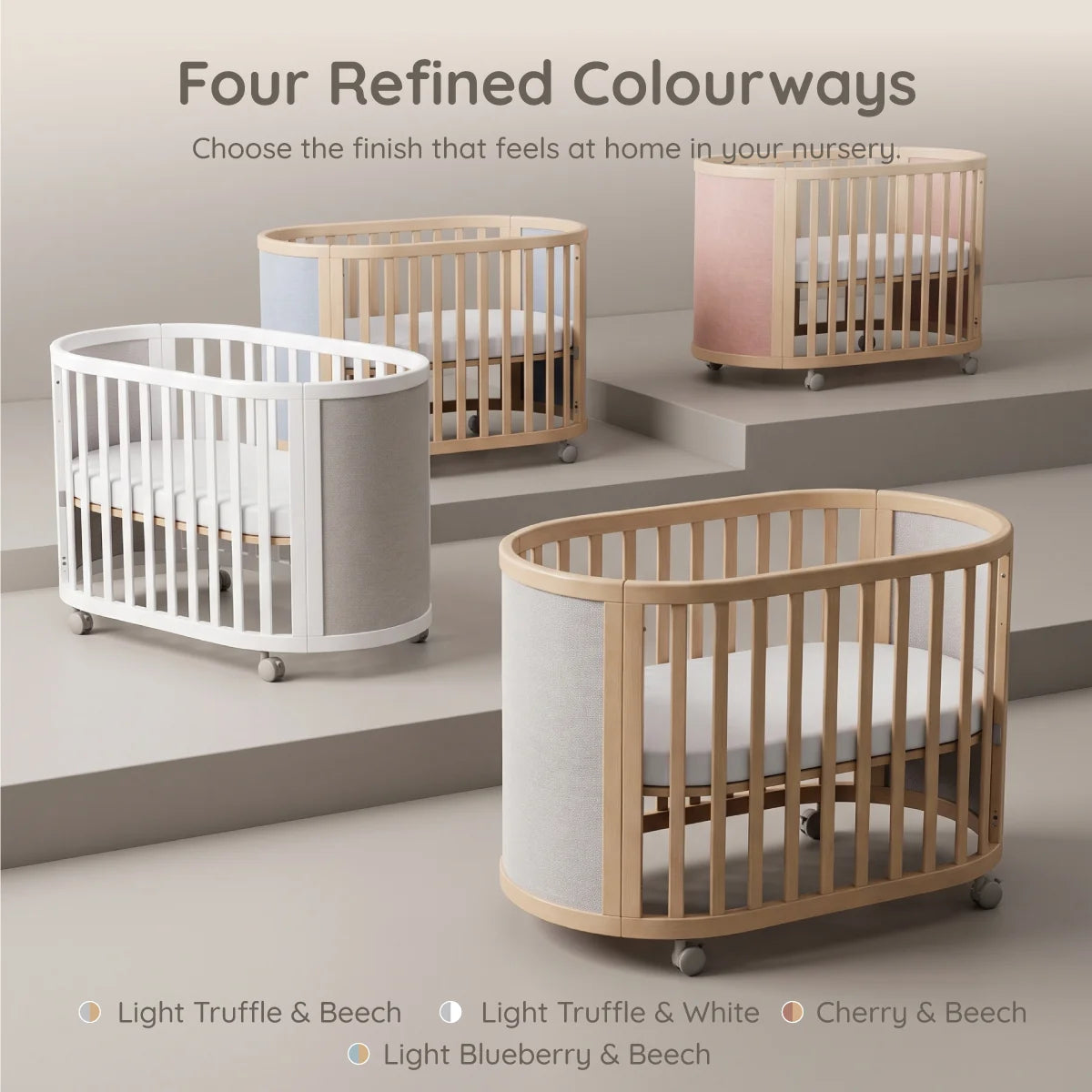 Boori Eden Elite Oval Cot | Light Blueberry & Beech