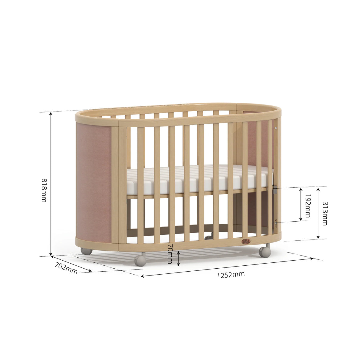 Eden Elite Oval Cot | Cherry & Beech