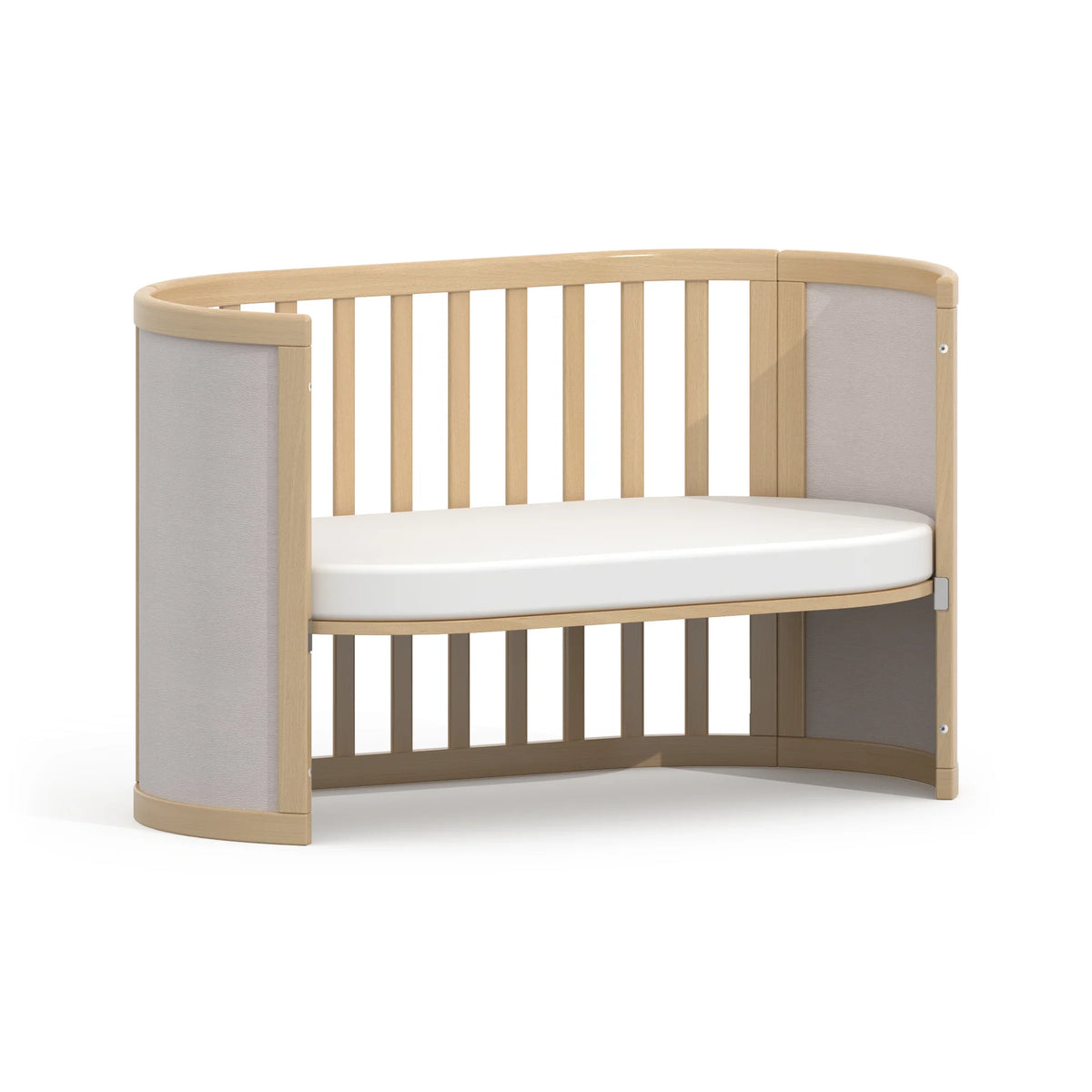 Eden Elite Oval Cot | Light Truffle & Beech