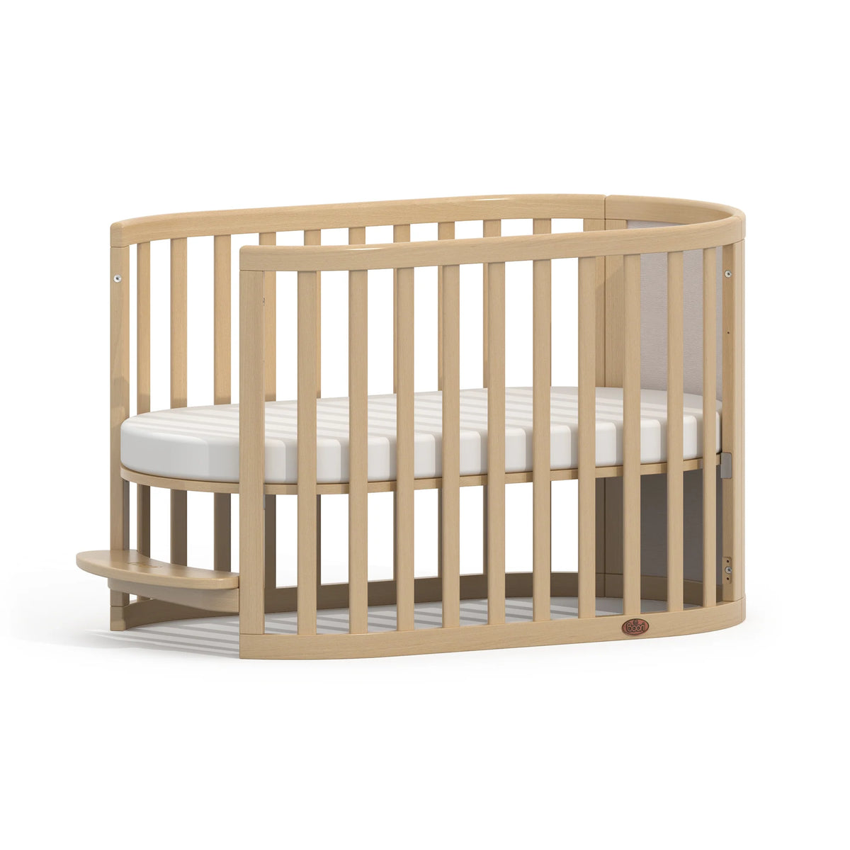 Eden Elite Oval Cot | Light Truffle & Beech