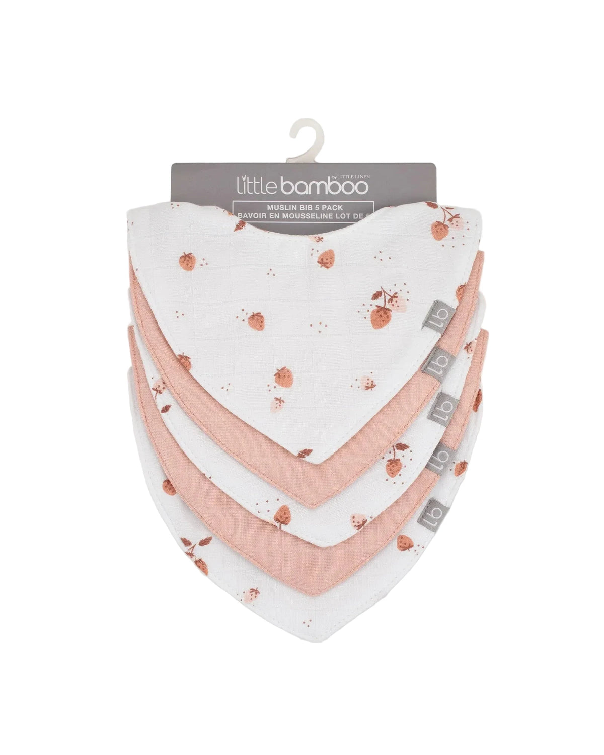Little Bamboo Muslin Bibs 5PK - Dusty Rose
