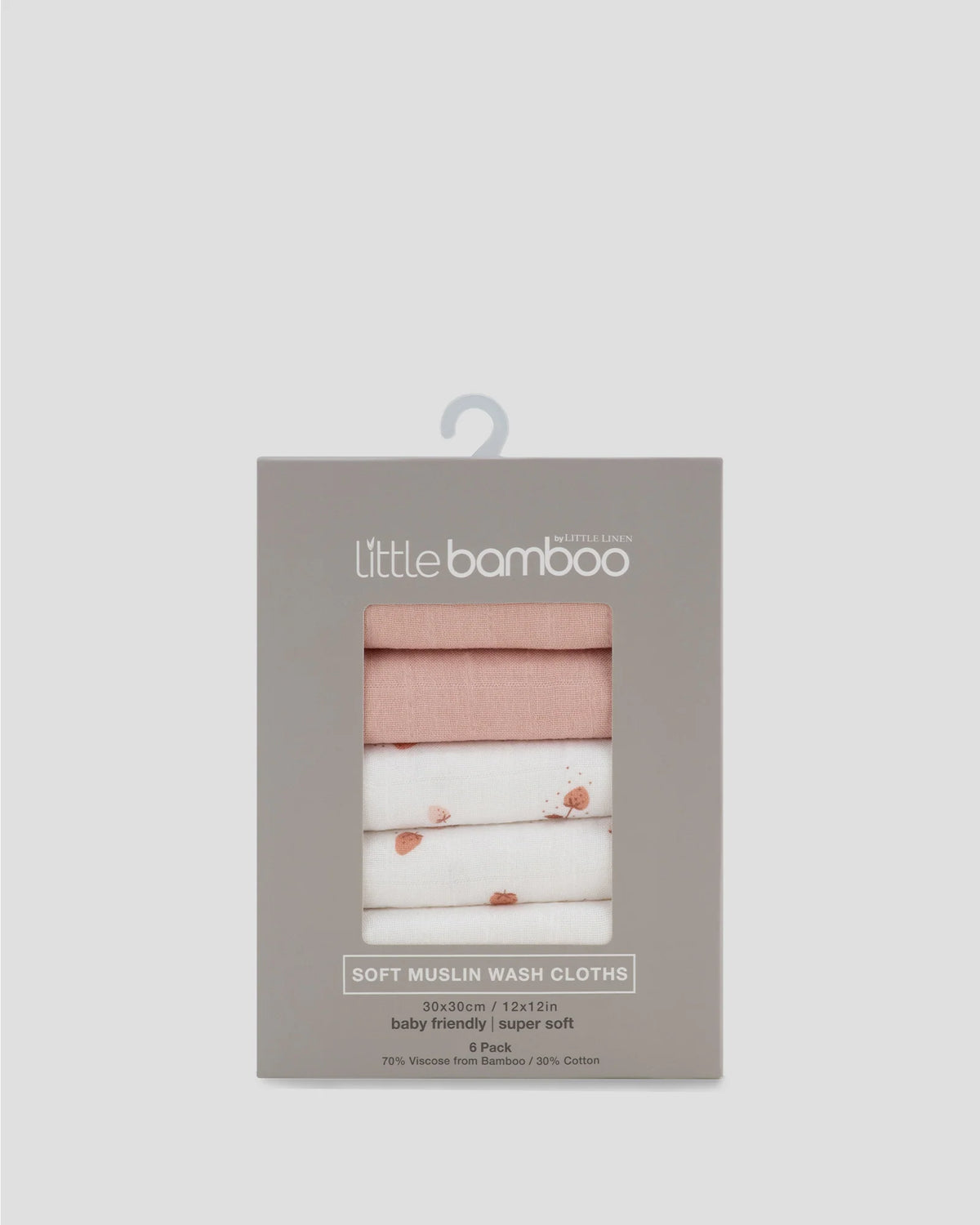Little Bamboo Muslin Washers 6Pk - Dusty Rose