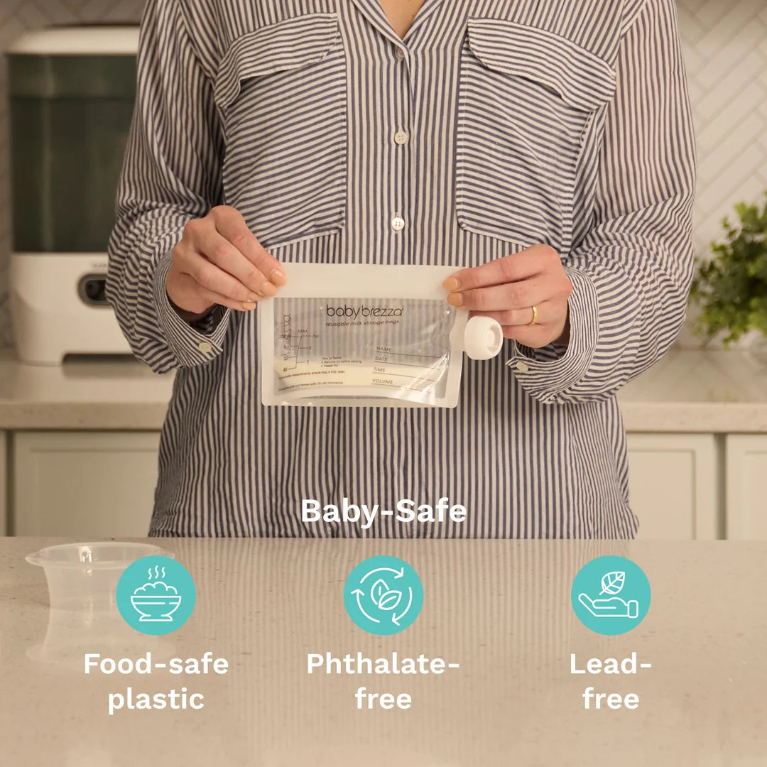 BabyBrezza Reusable Breast Milk Bags With Funnel - 10pk