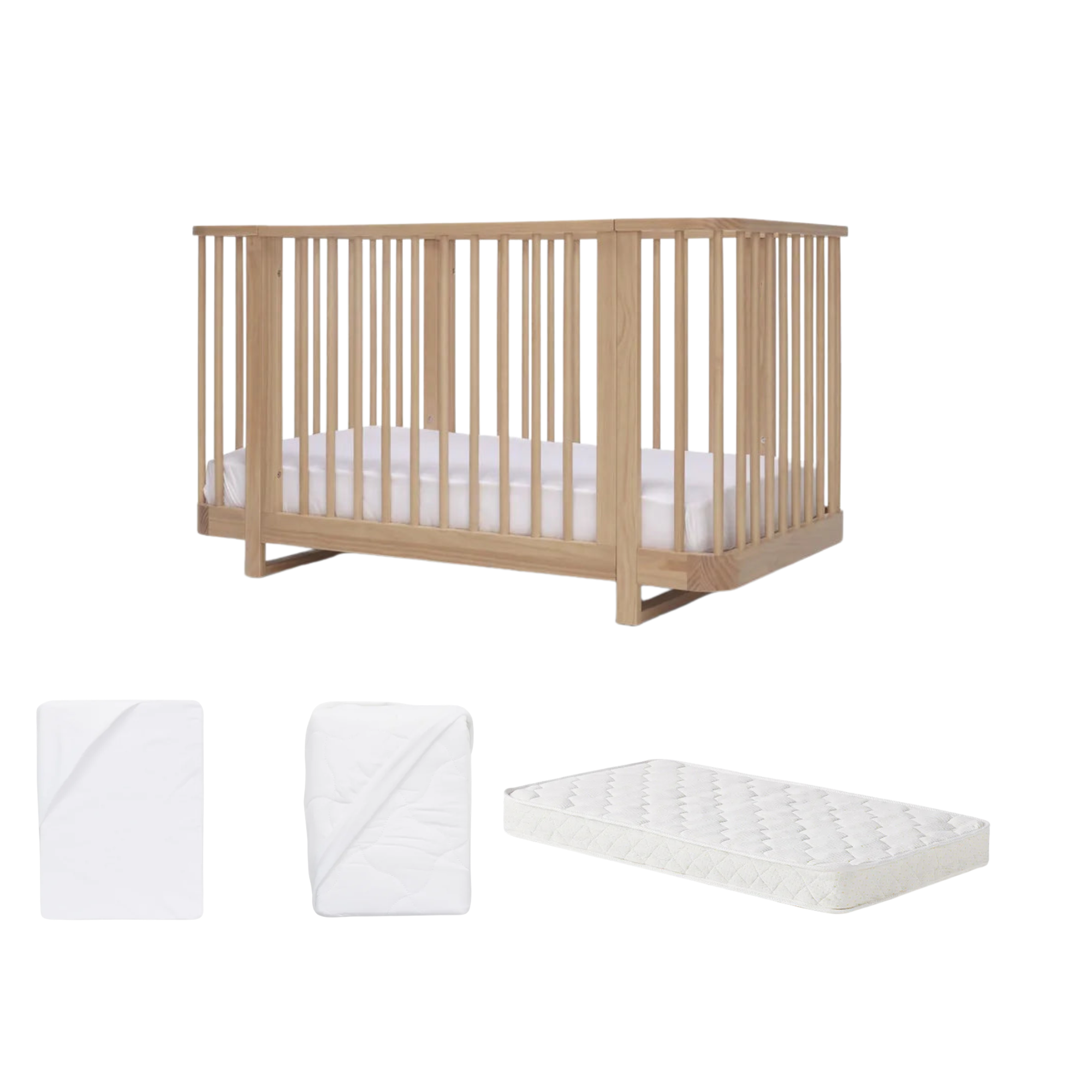 Seena Pisa Cot & Mattress -Sandstone + Free Gift | ETA late September