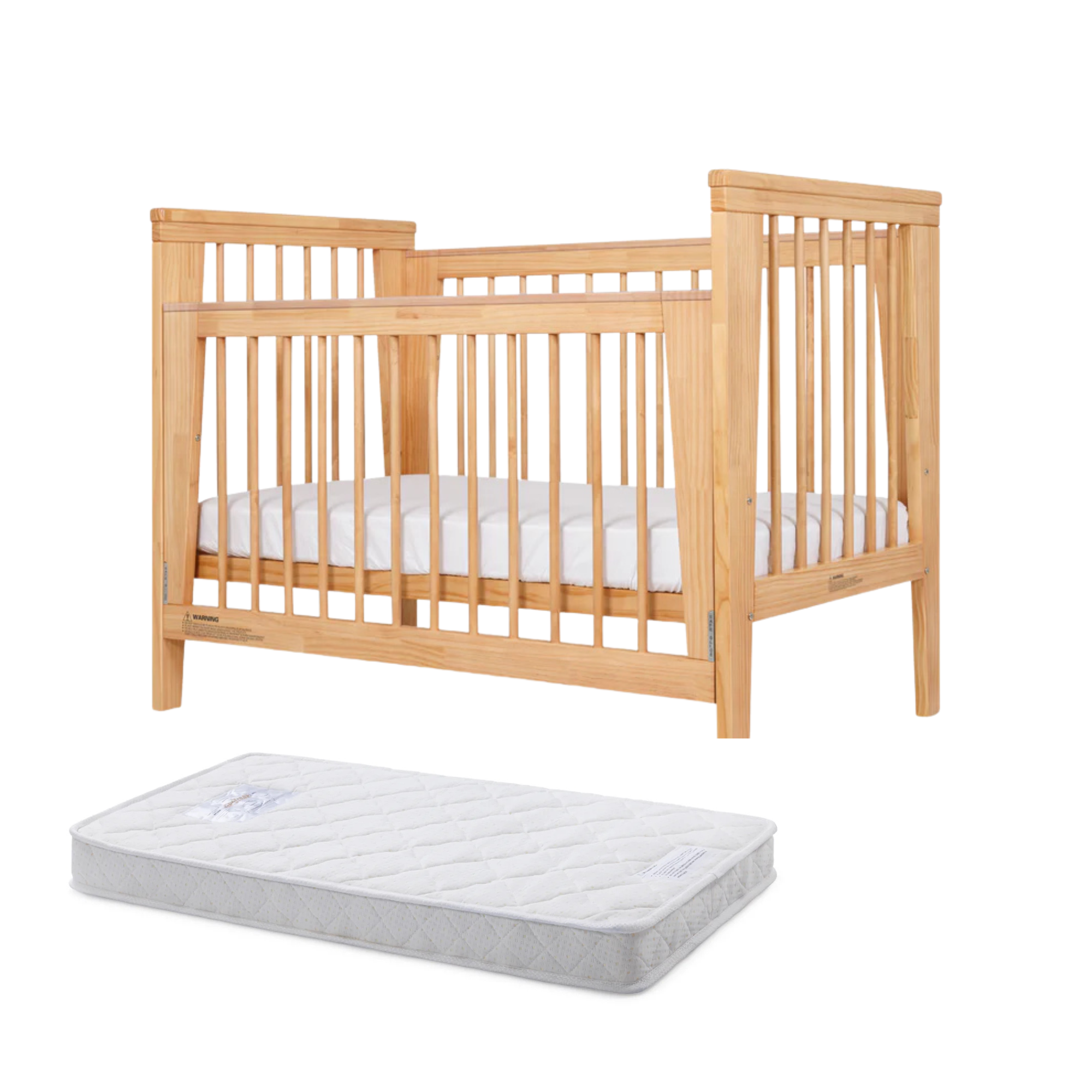 Grotime Emma Cot + Mattress Bundle Natural 