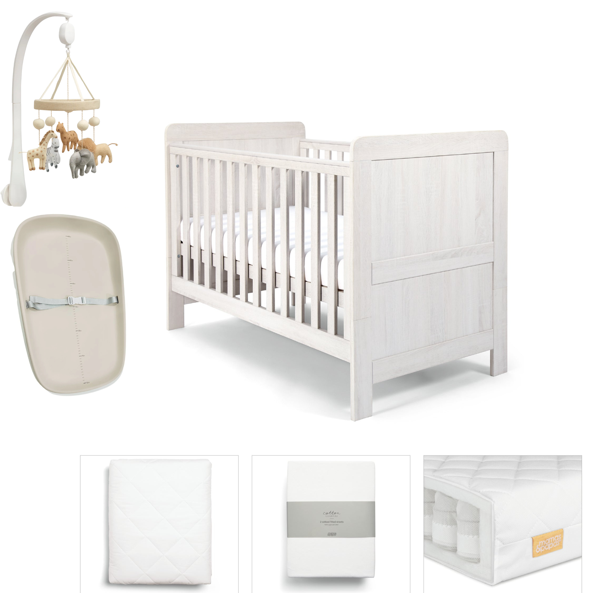 Mamas & Papas Atlas 4 Piece Set  White Wash | Limited time $250 Gift Pack 