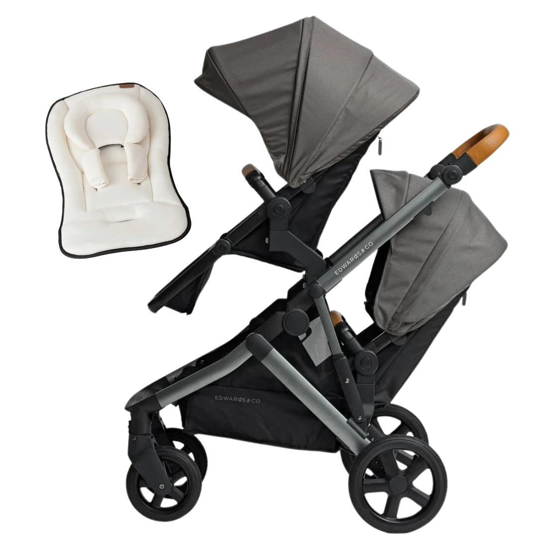 Edwards & Co Olive Double Stroller Including Second Seat - Tiny Tots Baby Store 