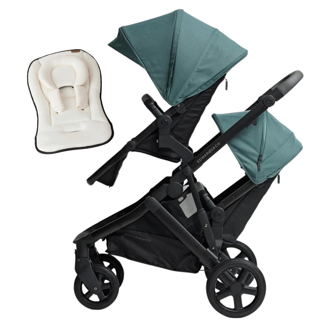 Edwards Co Olive Double Stroller Including Second Seat