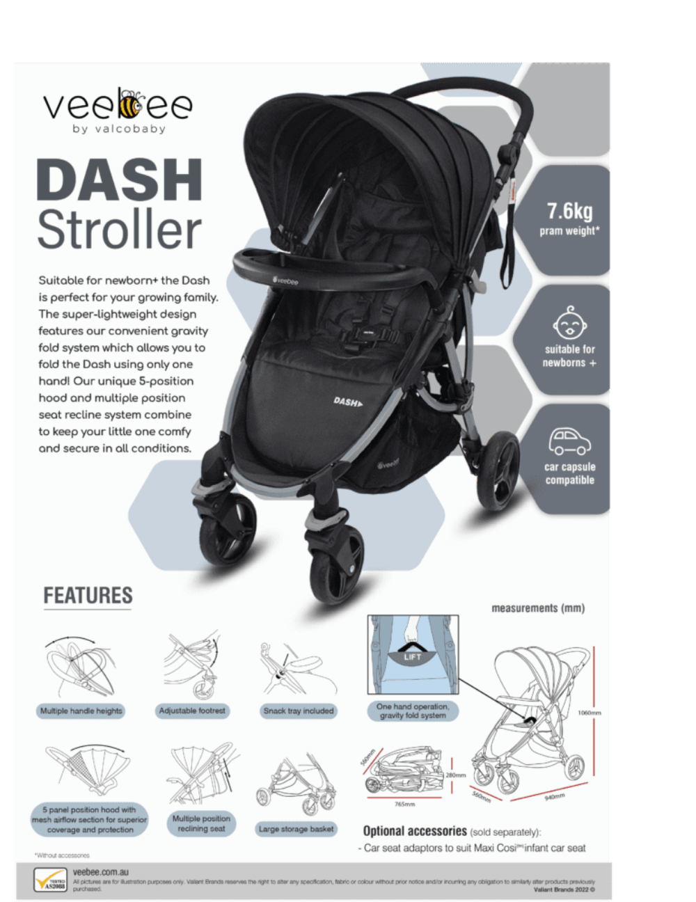 Veebee Dash 4 wheel Stroller 
