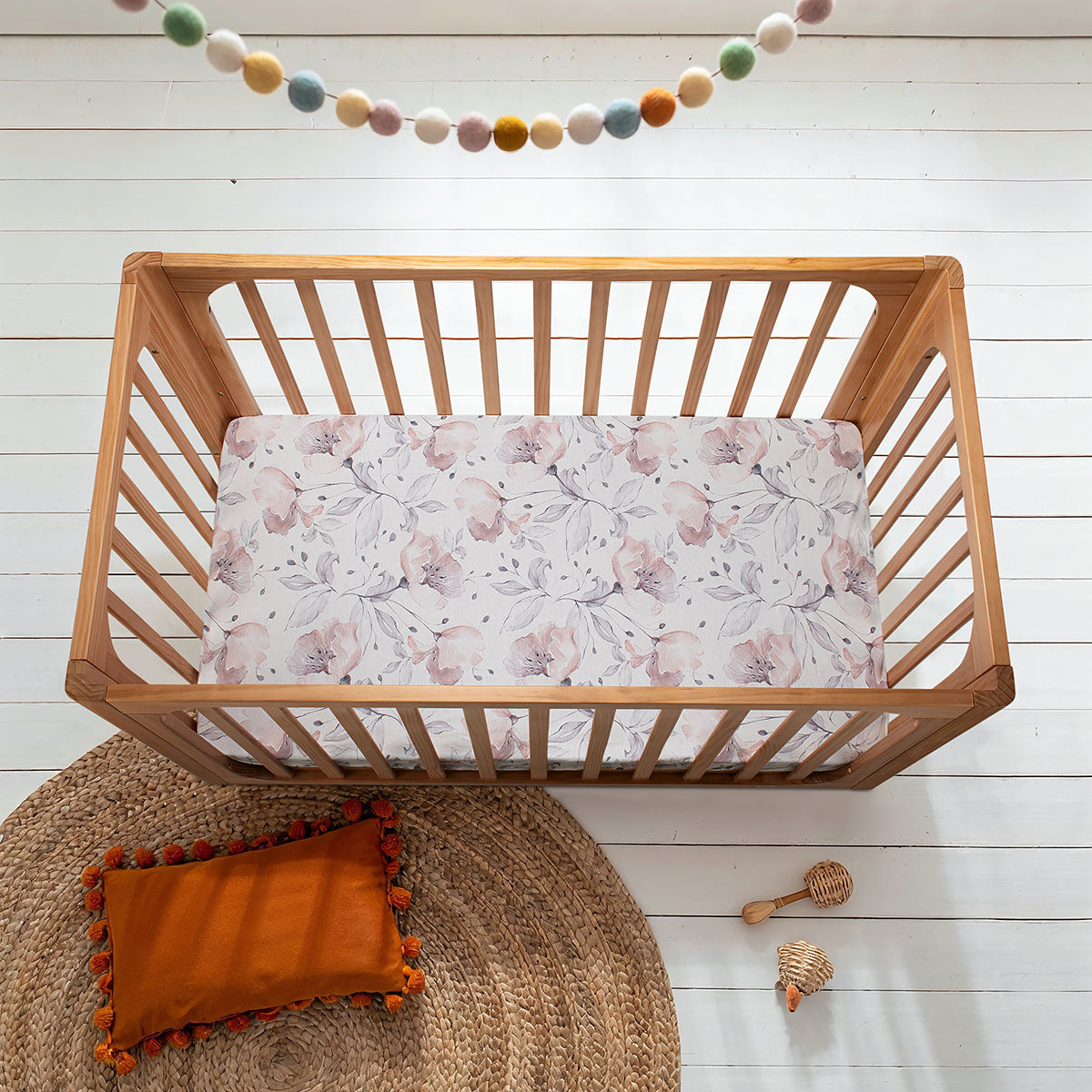 Cocoon Fitted Cot Sheet – Floral Art - Tiny Tots Baby Store 
