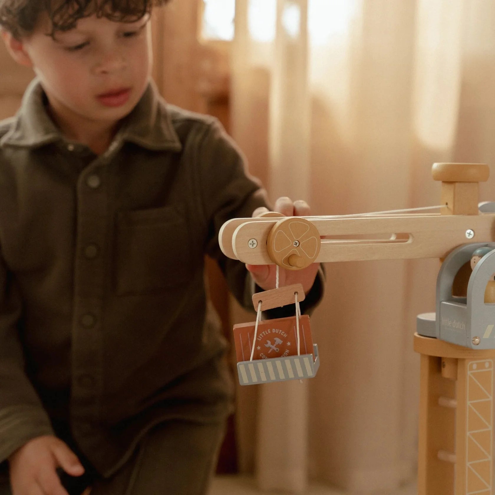 Little  Dutch Wooden Crane and Train Track Set 