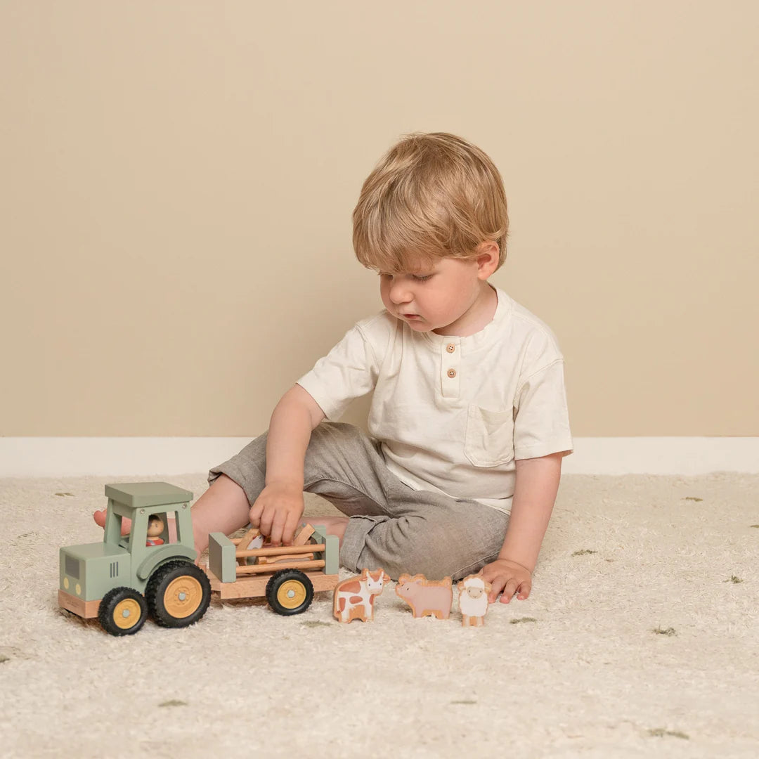 Little Dutch Little Farm Tractor With Trailer - Tiny Tots Baby Store 