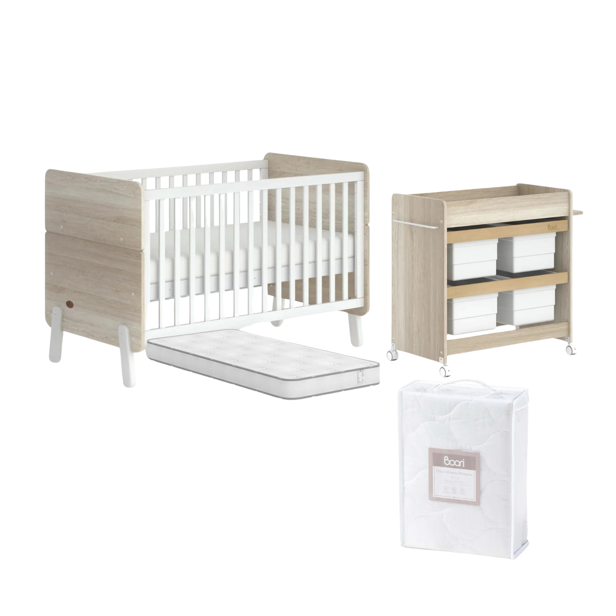 Boori Natty Cot Bed 3 PC Nursery Package FREE Mattress Protector Worth $ 49.95 