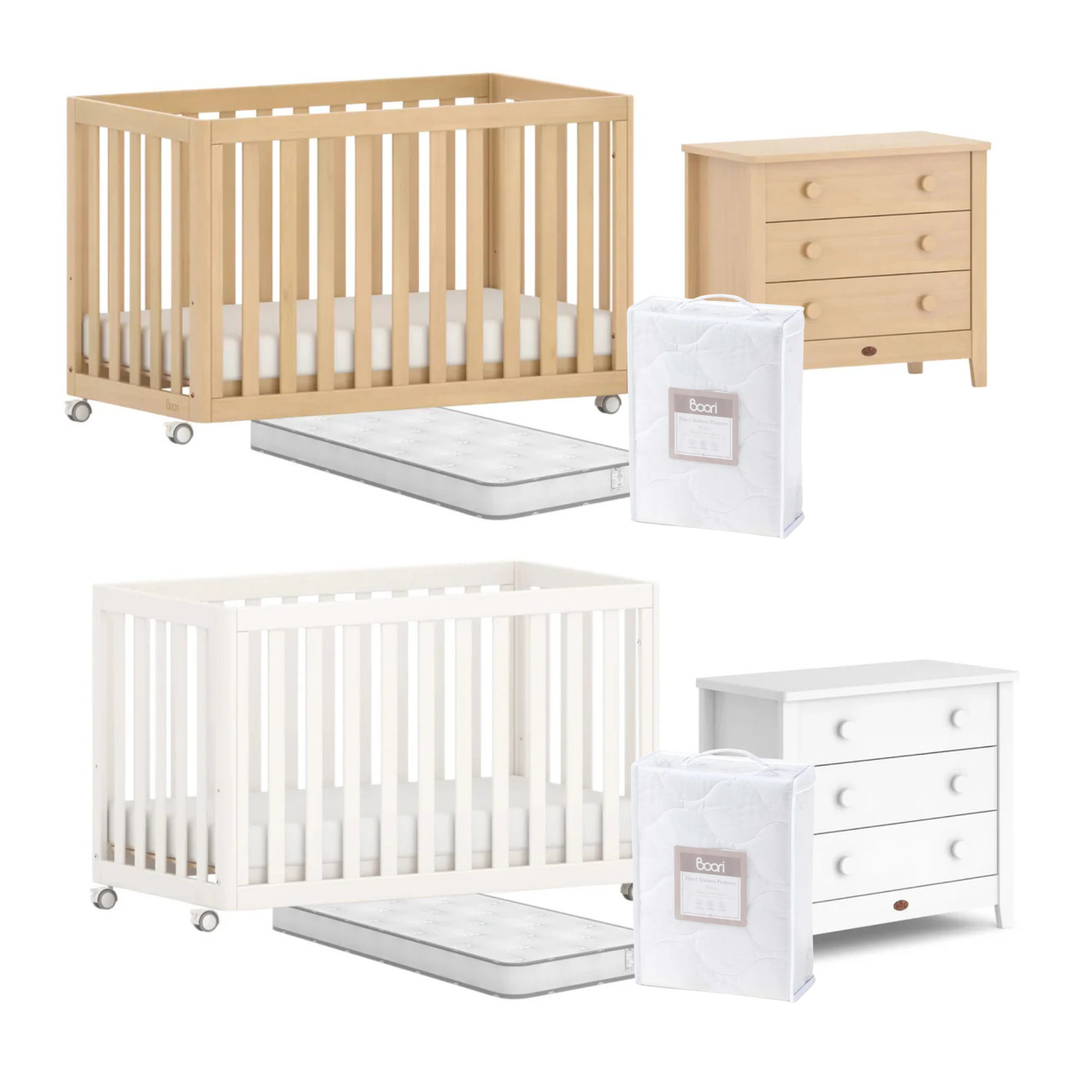 Boori Turin Compact Cot 3 PC Complete Package |FREE Mattress Protector RRP $49.95