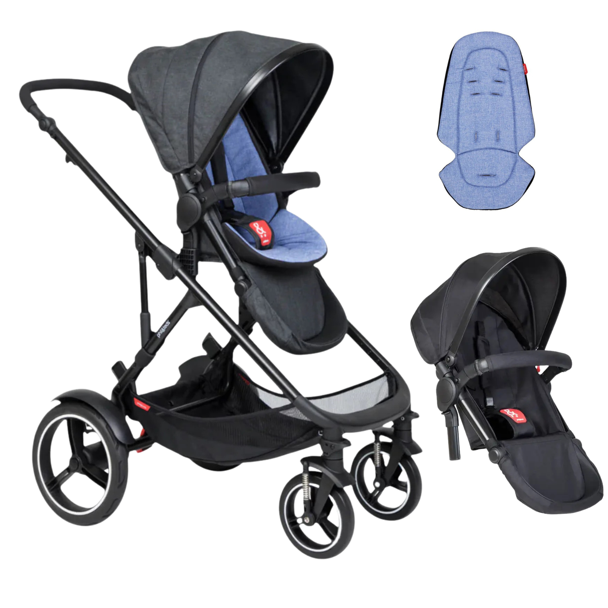 Phil&Teds Voyager modular 4-wheeler DOUBLE Stroller (Free Liner Worth 78.95) 