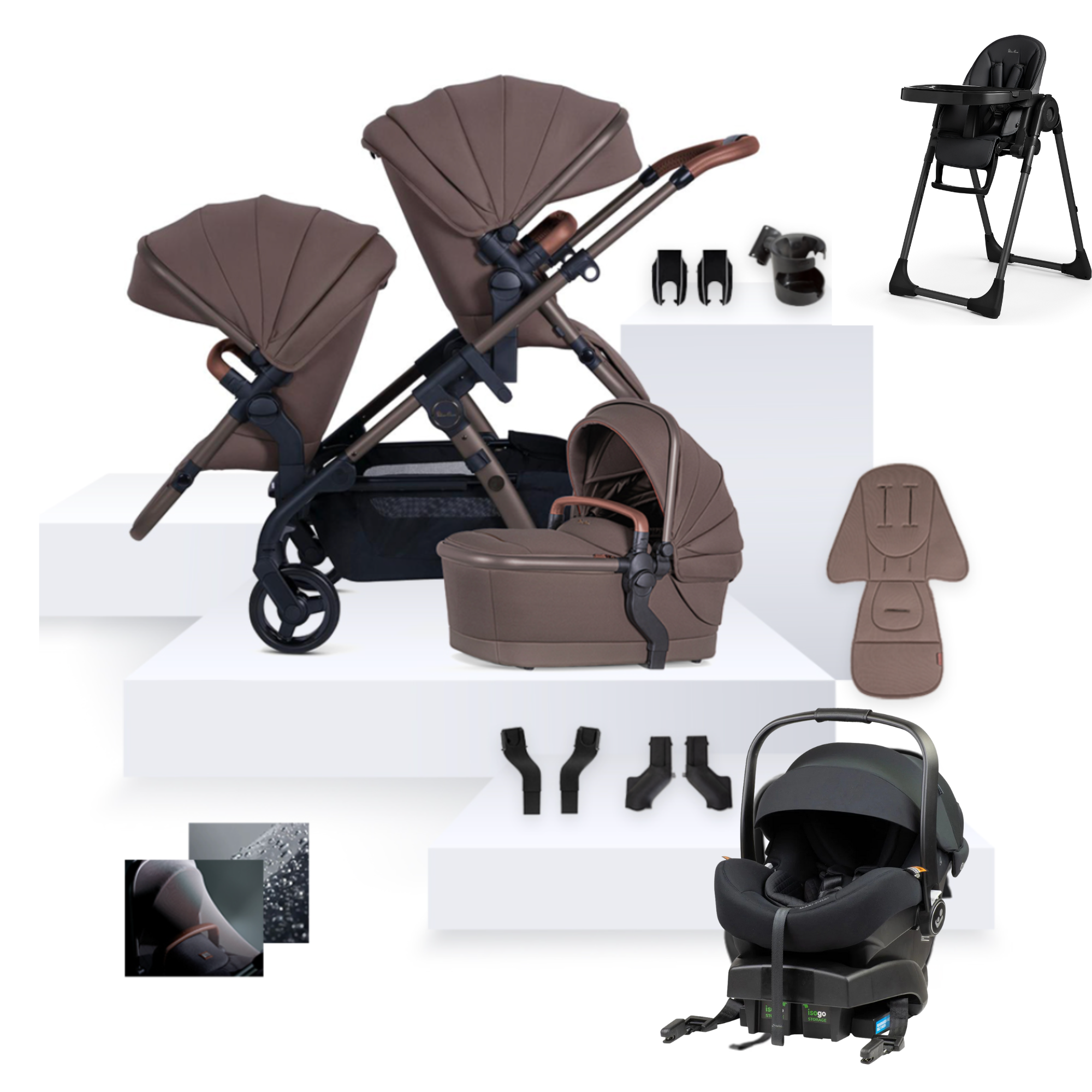 Silver Cross Wave 3 CARAMEL with Maxi Cosi |FREE High Chair RRP $399