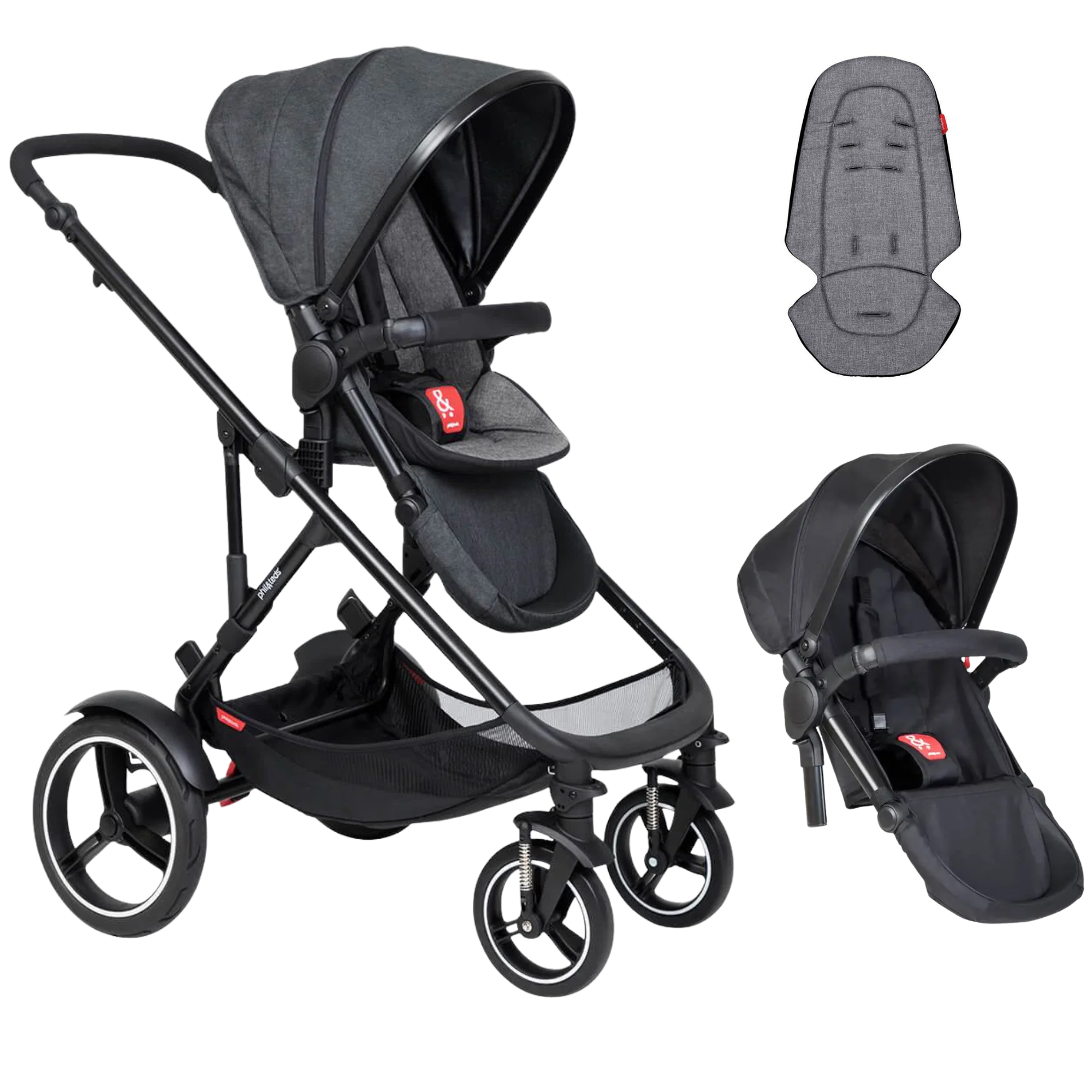 Phil&Teds Voyager modular 4-wheeler DOUBLE Stroller (Free Liner Worth 78.95) 