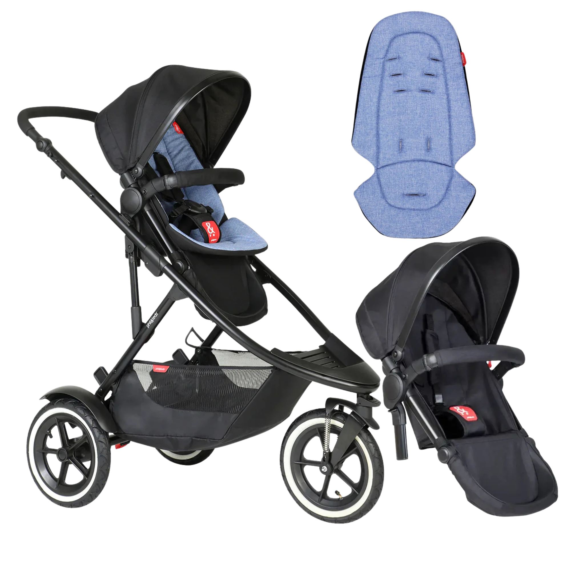 Phil&Teds sport verso sporty& modular inline® DOUBLE Stroller (Free Liner Worth 78.95) 