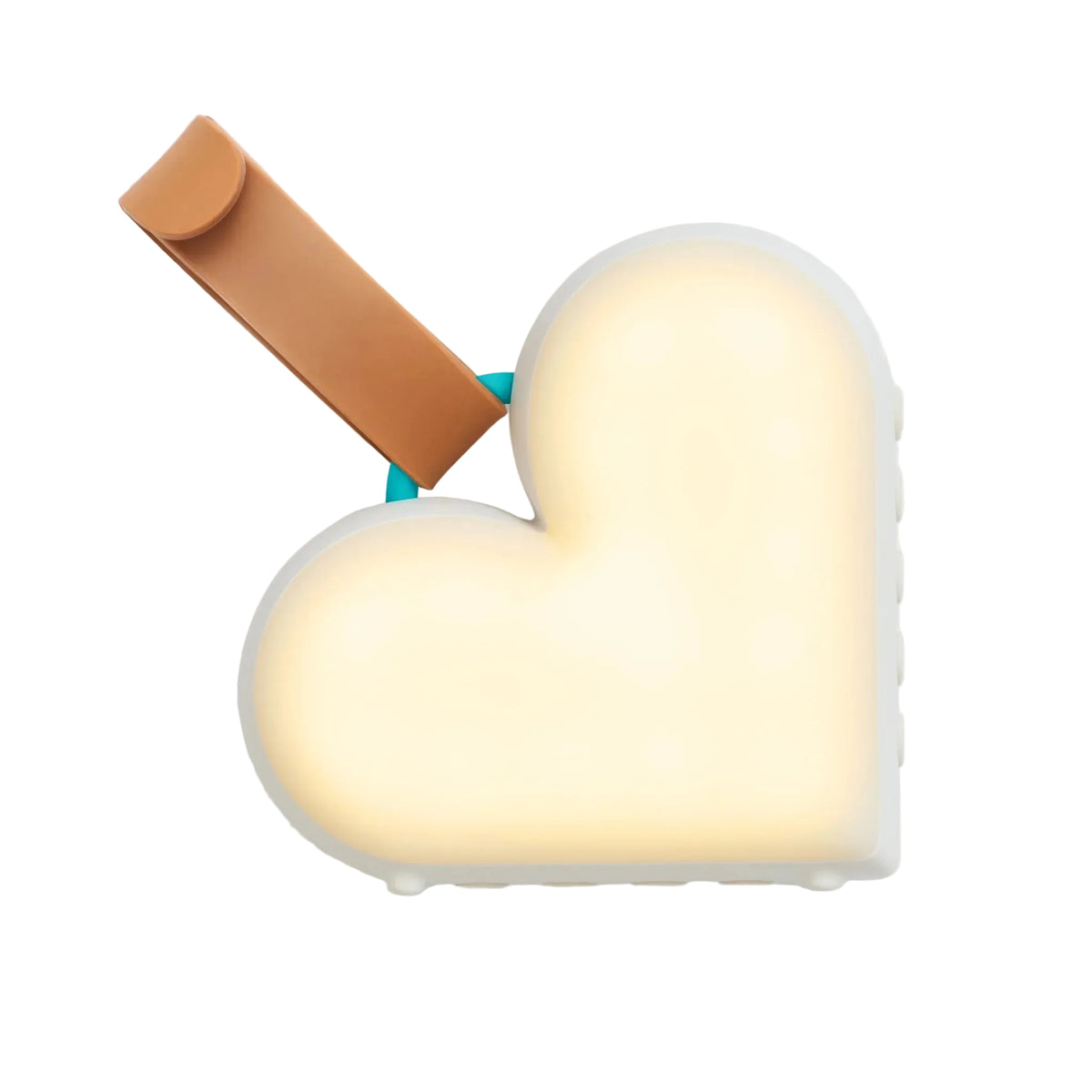 Heart-shaped night light with leather strap for Love to Dream Sleep Machine, perfect for baby strollers