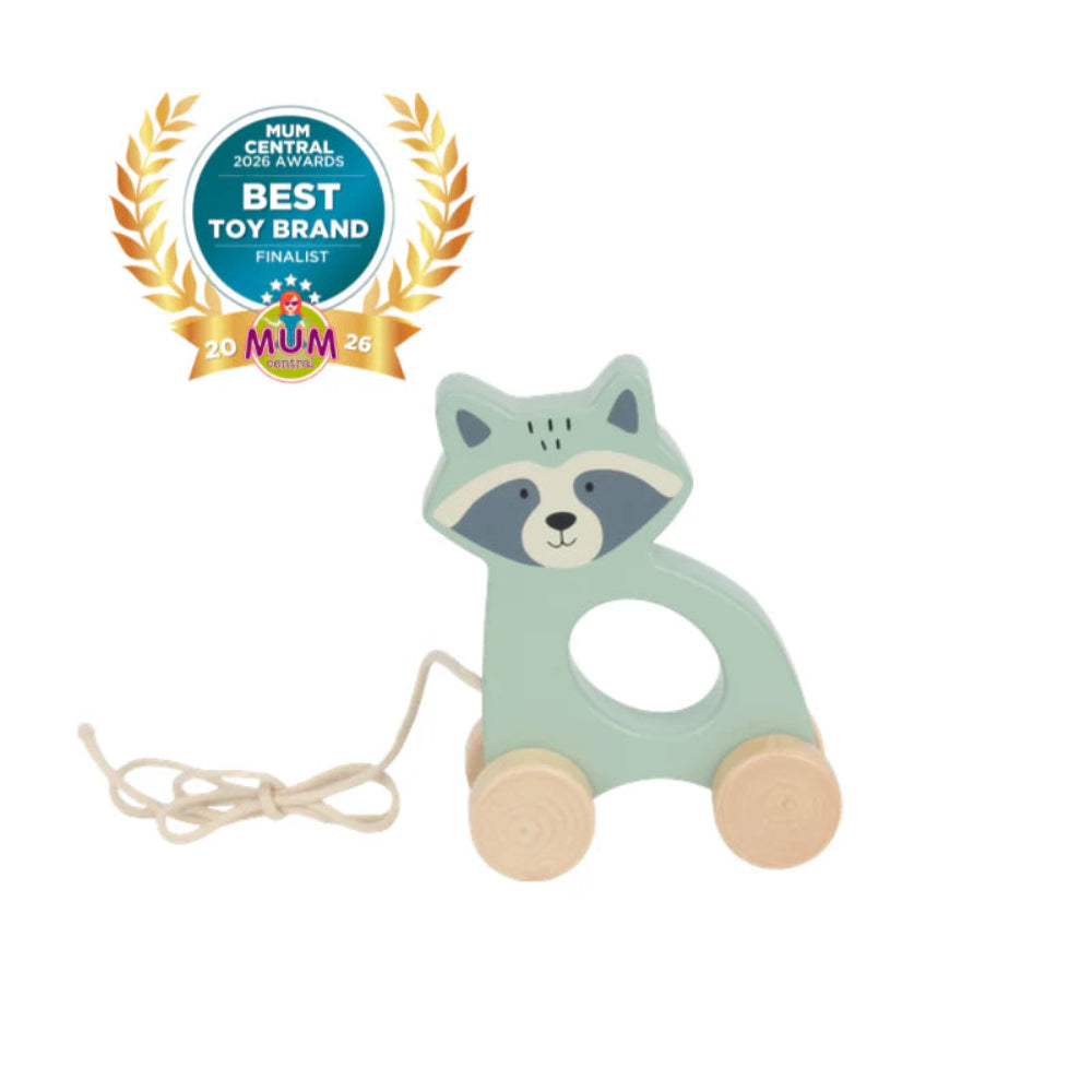 Bubble Wooden Raccoon Pull Along Toy | ETA Early SEP