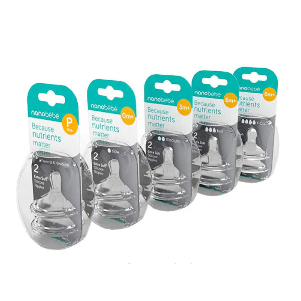 Nanobebe Silicone Teats- Slow Flow