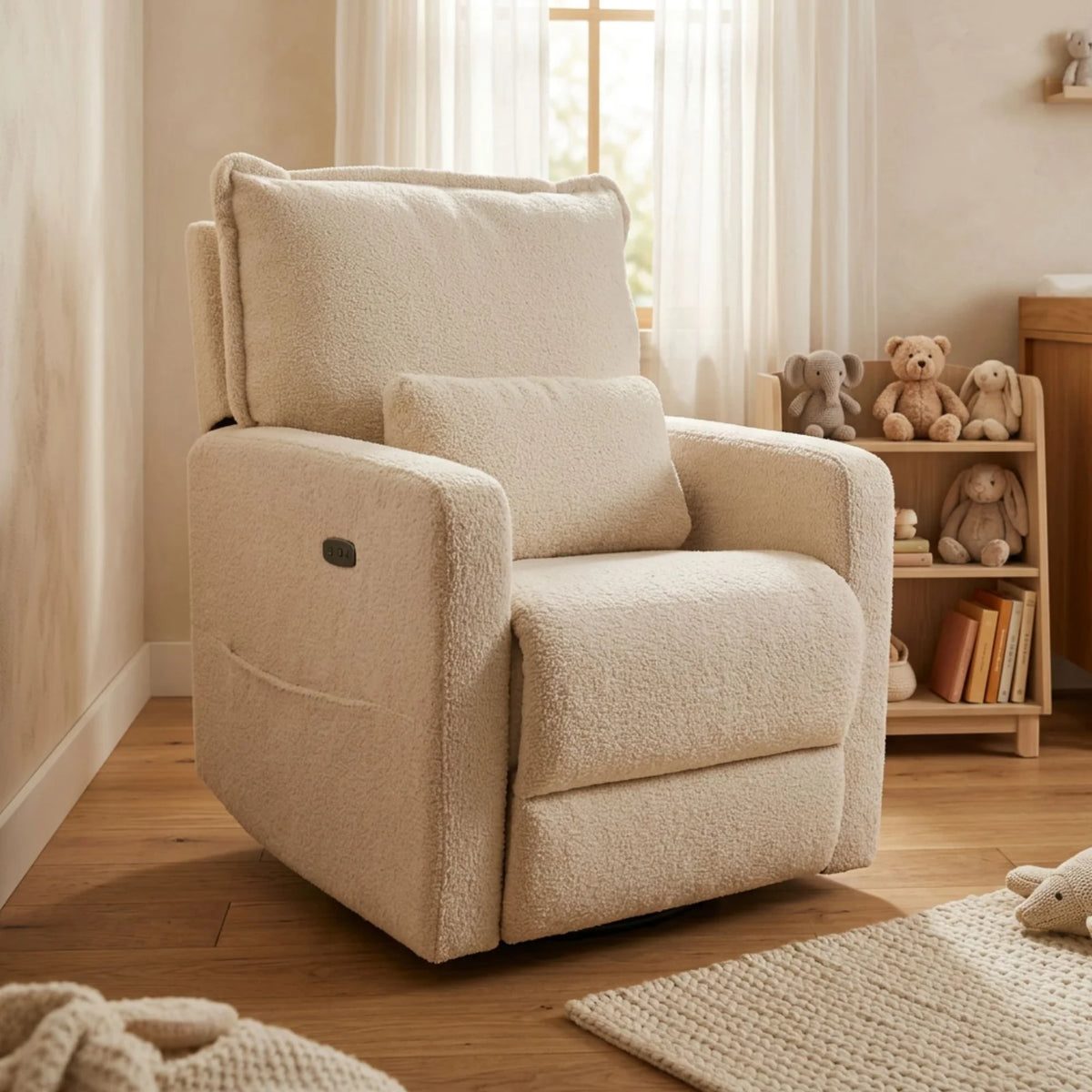 Babystudio Premium Electric Recliner Glider - Teddy Creme Plush