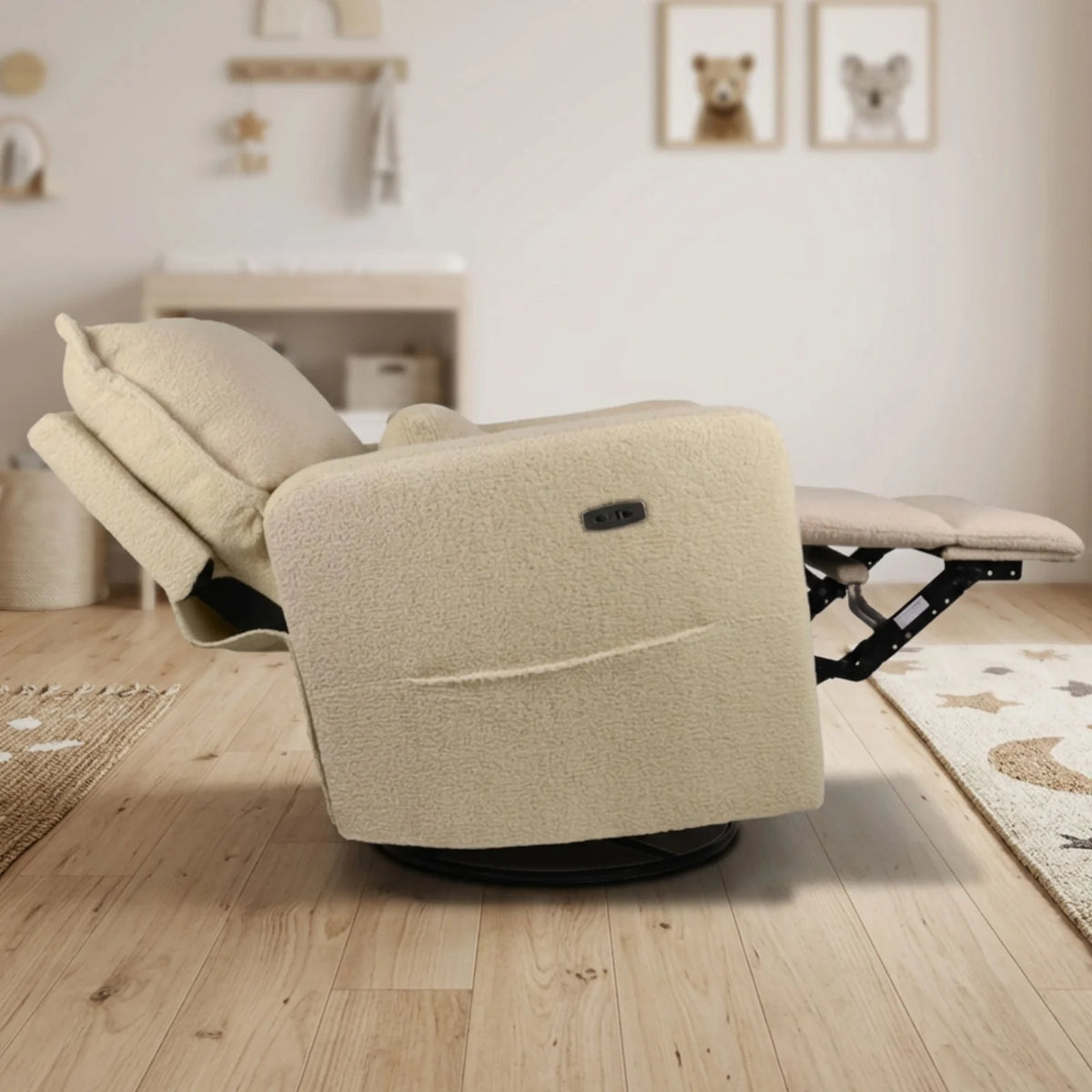 Babystudio Premium Electric Recliner Glider - Teddy Creme Plush