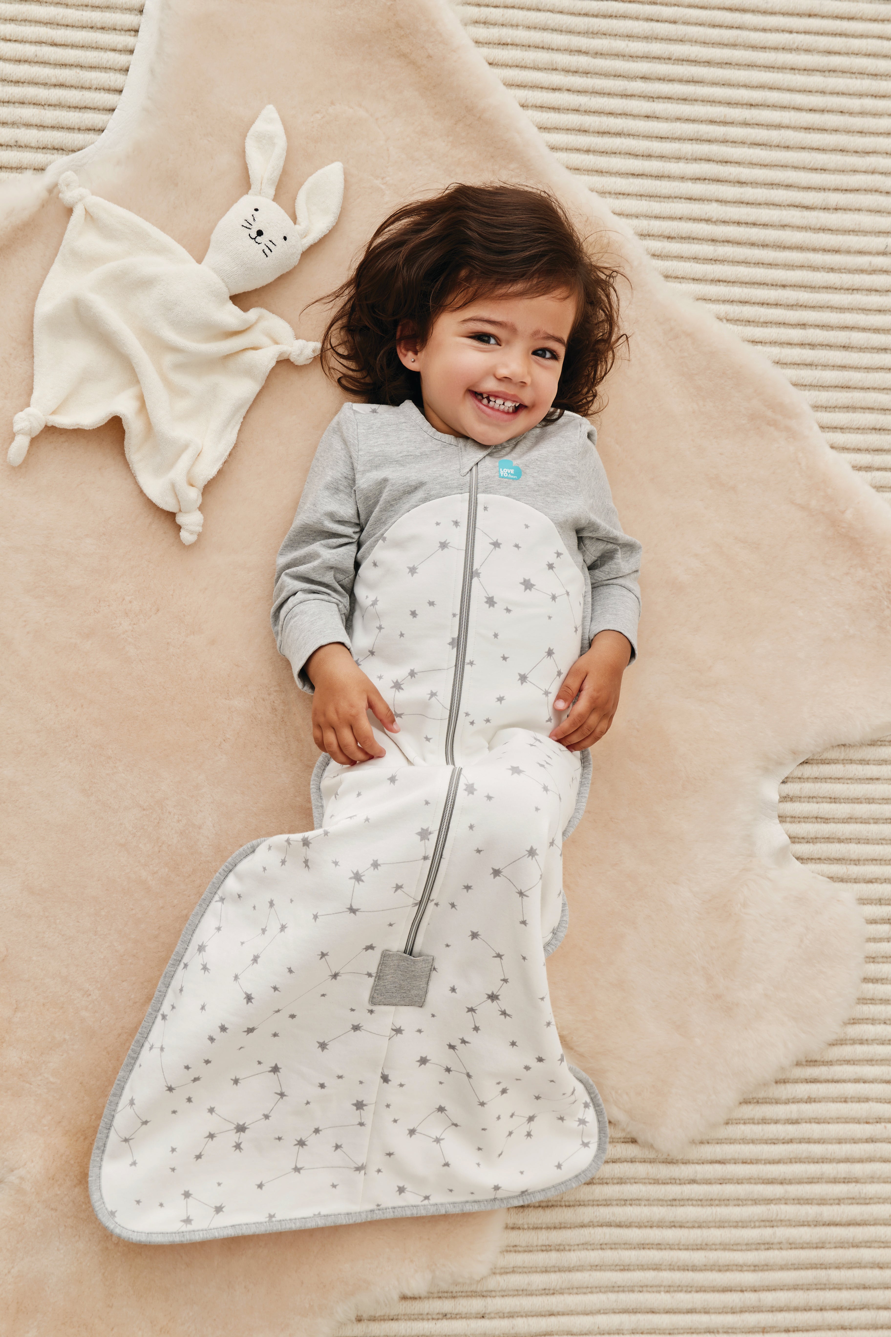 Sleep Bag Long Sleeve 1 TOG  Stellar White Size 0-1 (Stage 3) - Tiny Tots Baby Store 