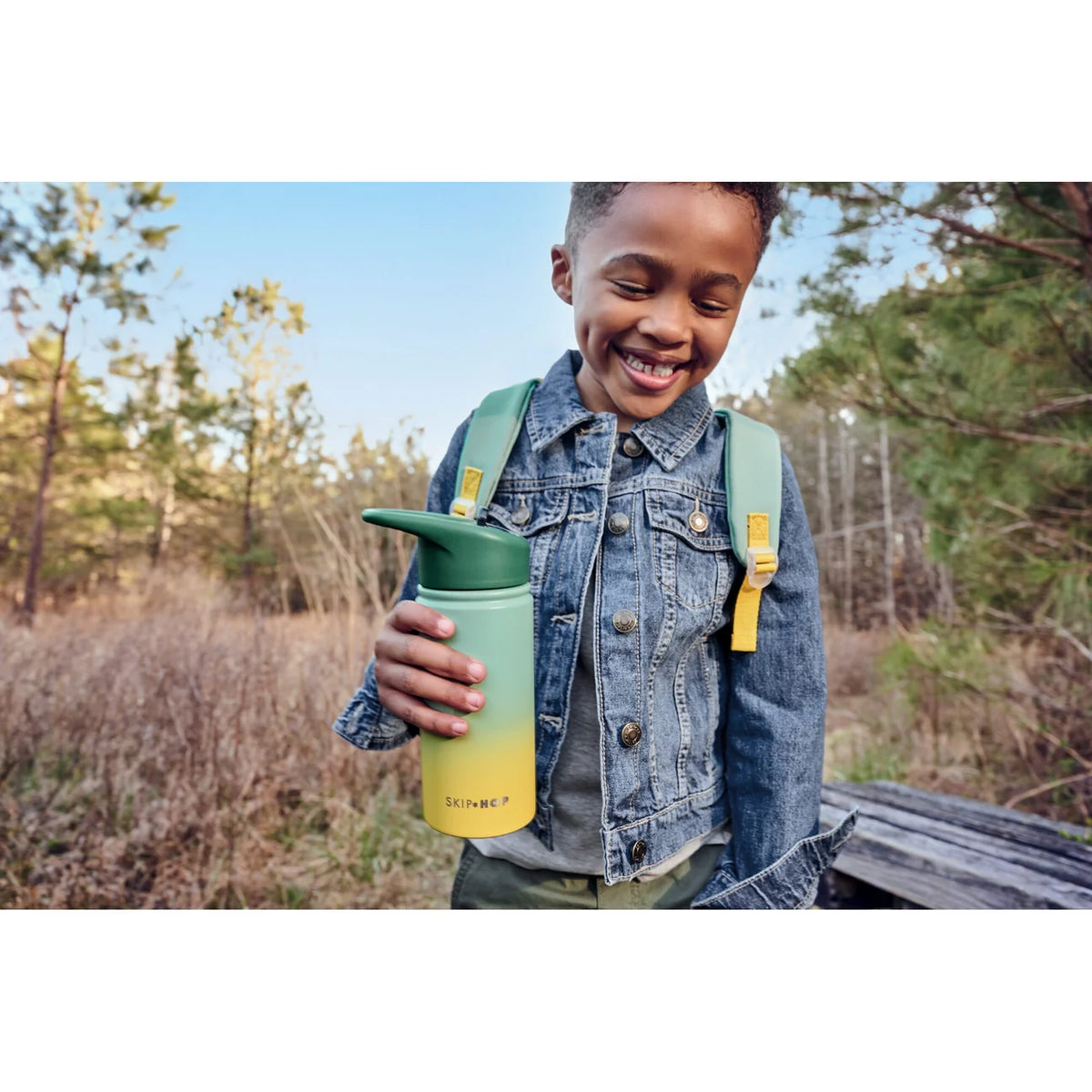 Skip Hop Wander Stainless Steel Water Bottle - Ombre Green