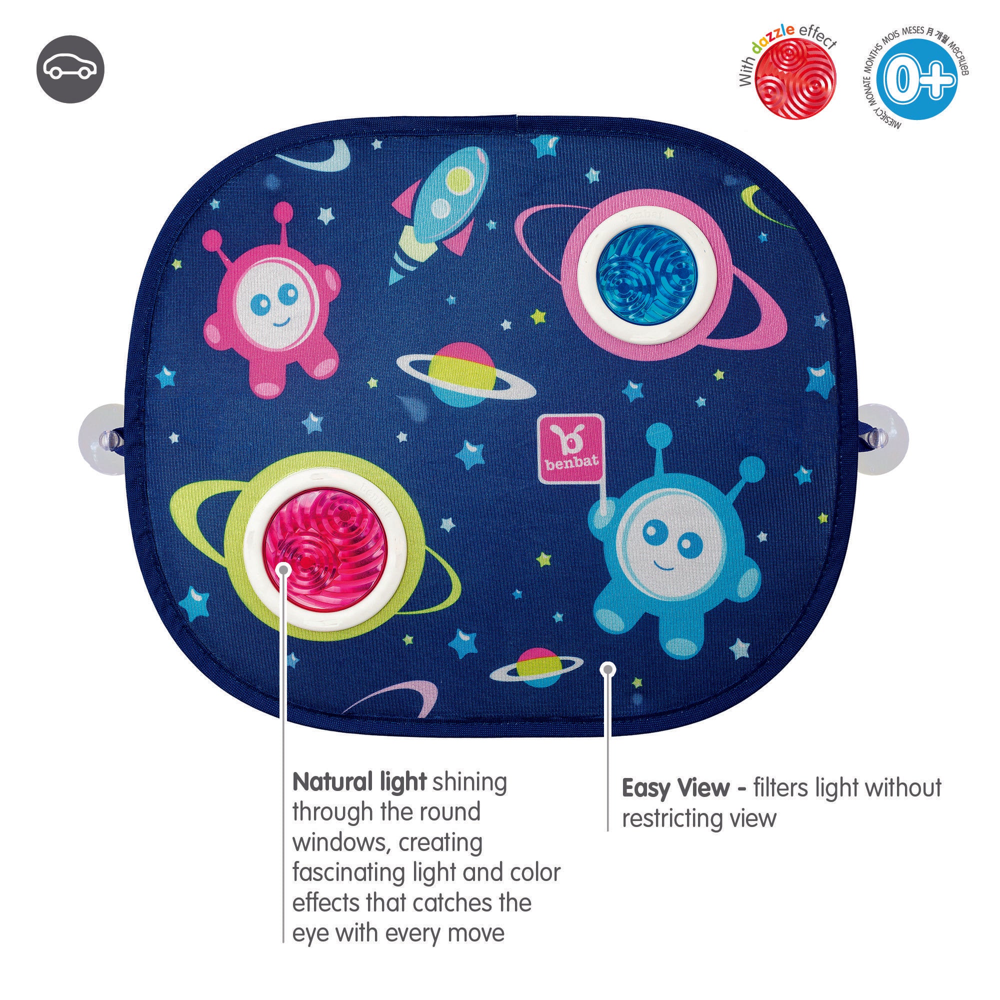 Benbat 44cm Bubble Dreams Baby 0m+ Sunshade Car Seat Window Shield Cover (2pk) 