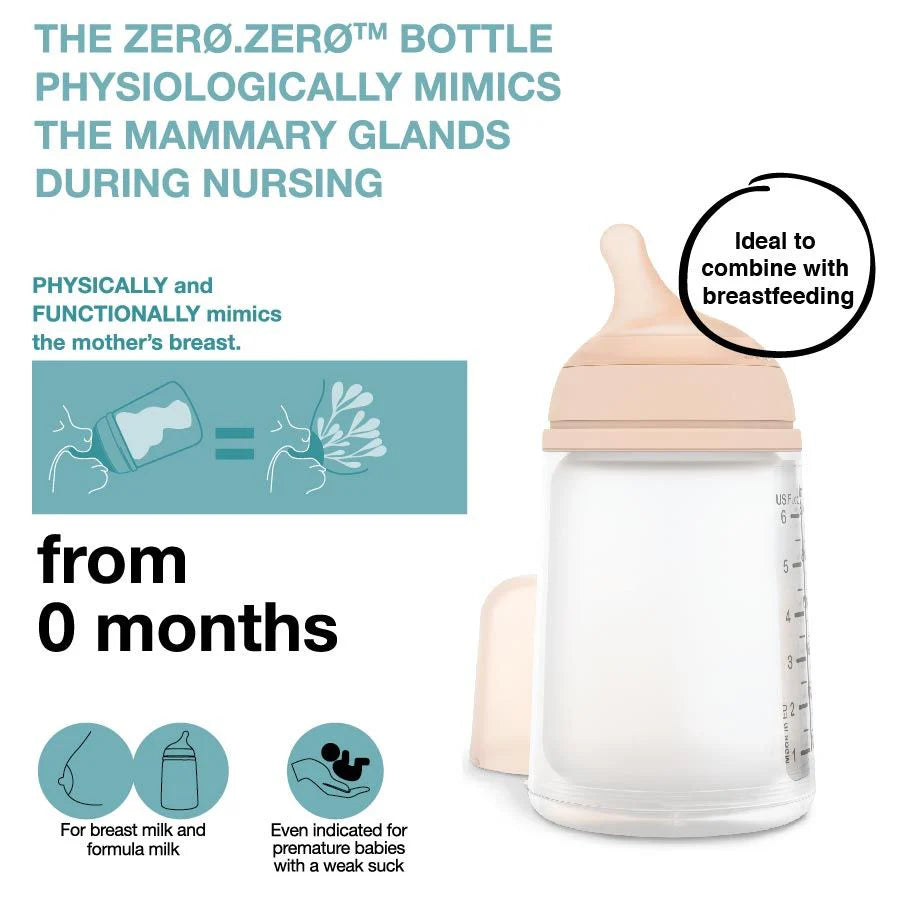 Suavinex Zero Zero Anti Colic Bottle 180ml - Adaptable Flow 0M+