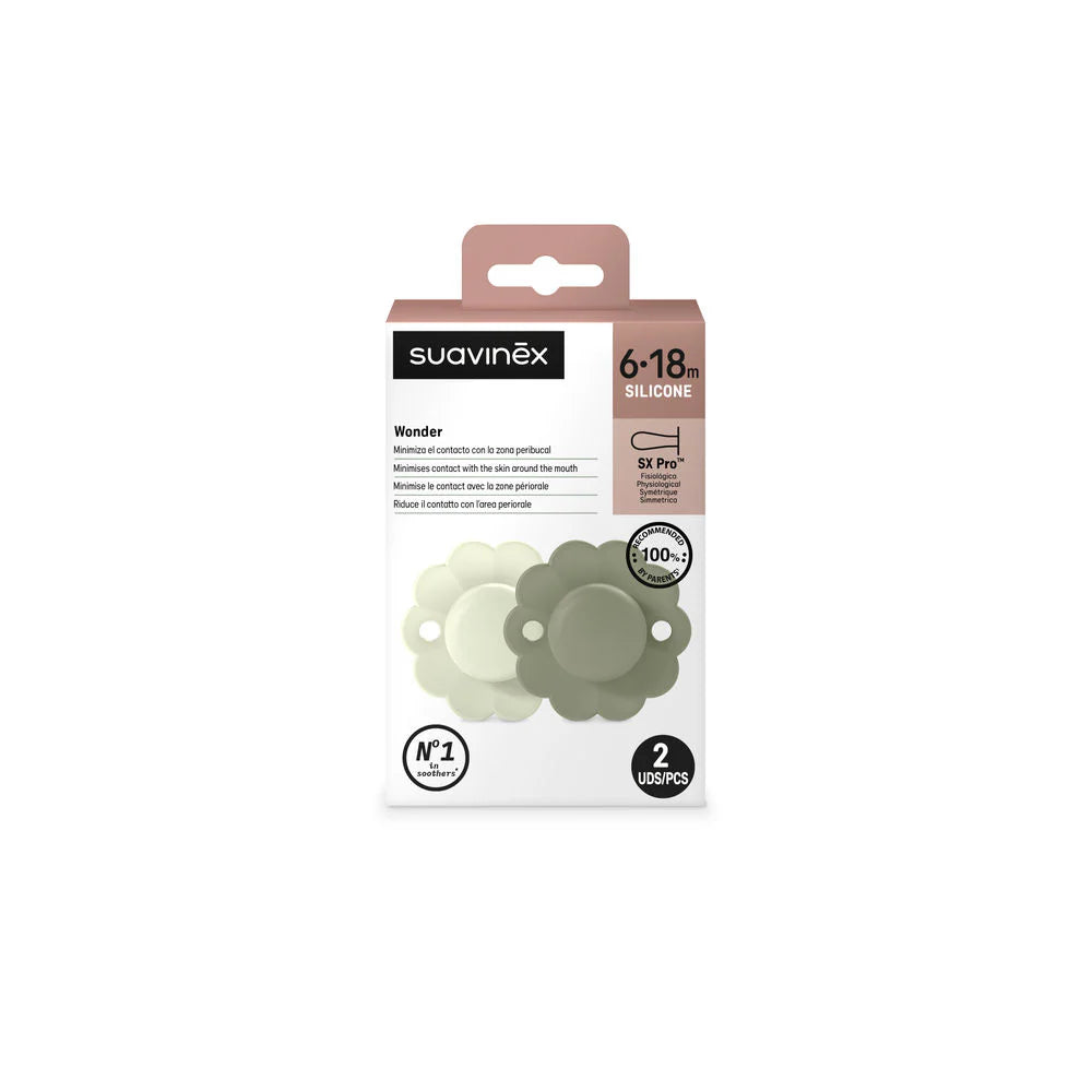 Suavinex Wonder Soother 6-18 Months 2 Pack - ALMOST AQUA/HEDGE GREEN