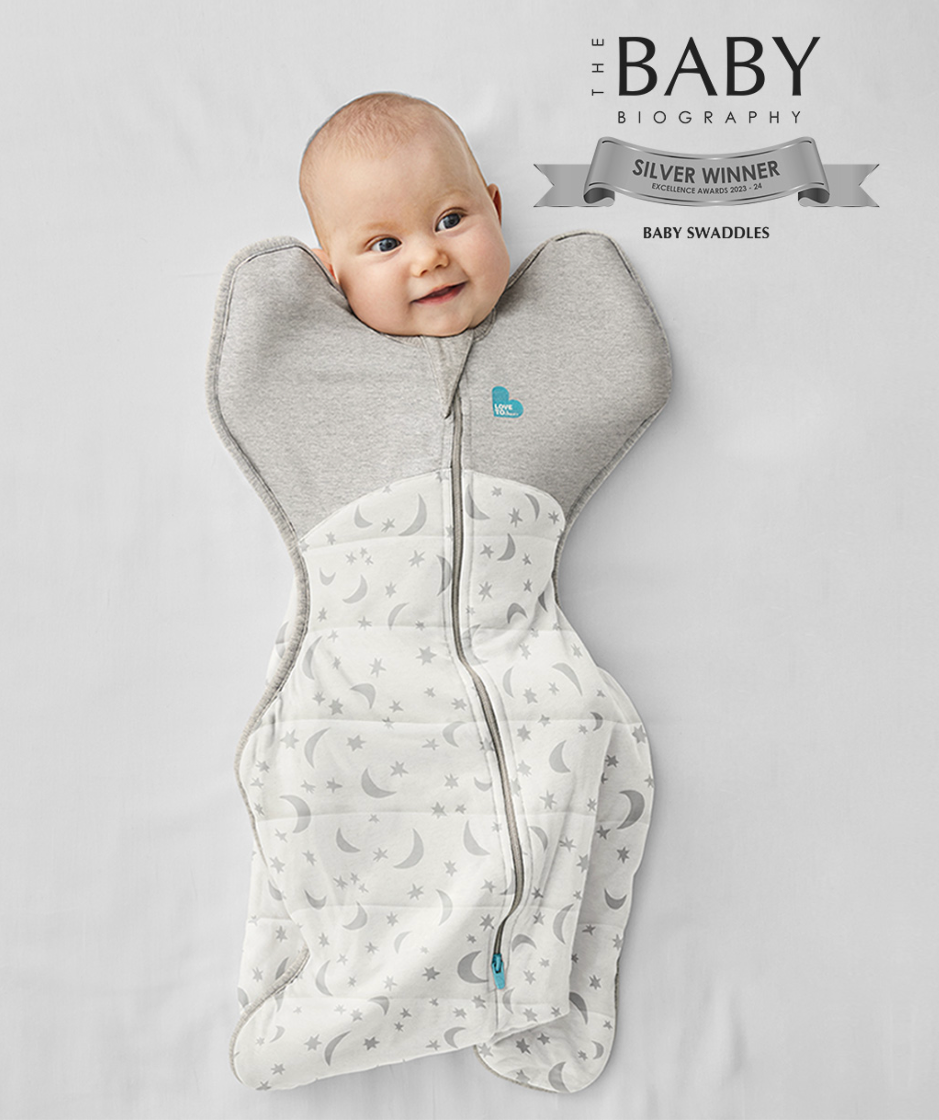 Swaddle Up™ Quilted Cotton 3.5 TOG Moonlight White (Stage 1) - Tiny Tots Baby Store 