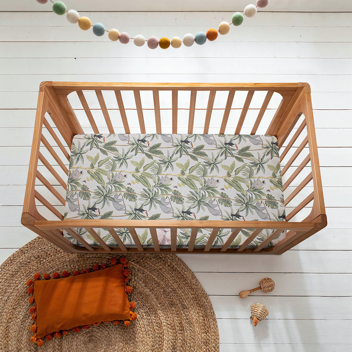 Cocoon Fitted Cot Sheet – Tropicana - Tiny Tots Baby Store 