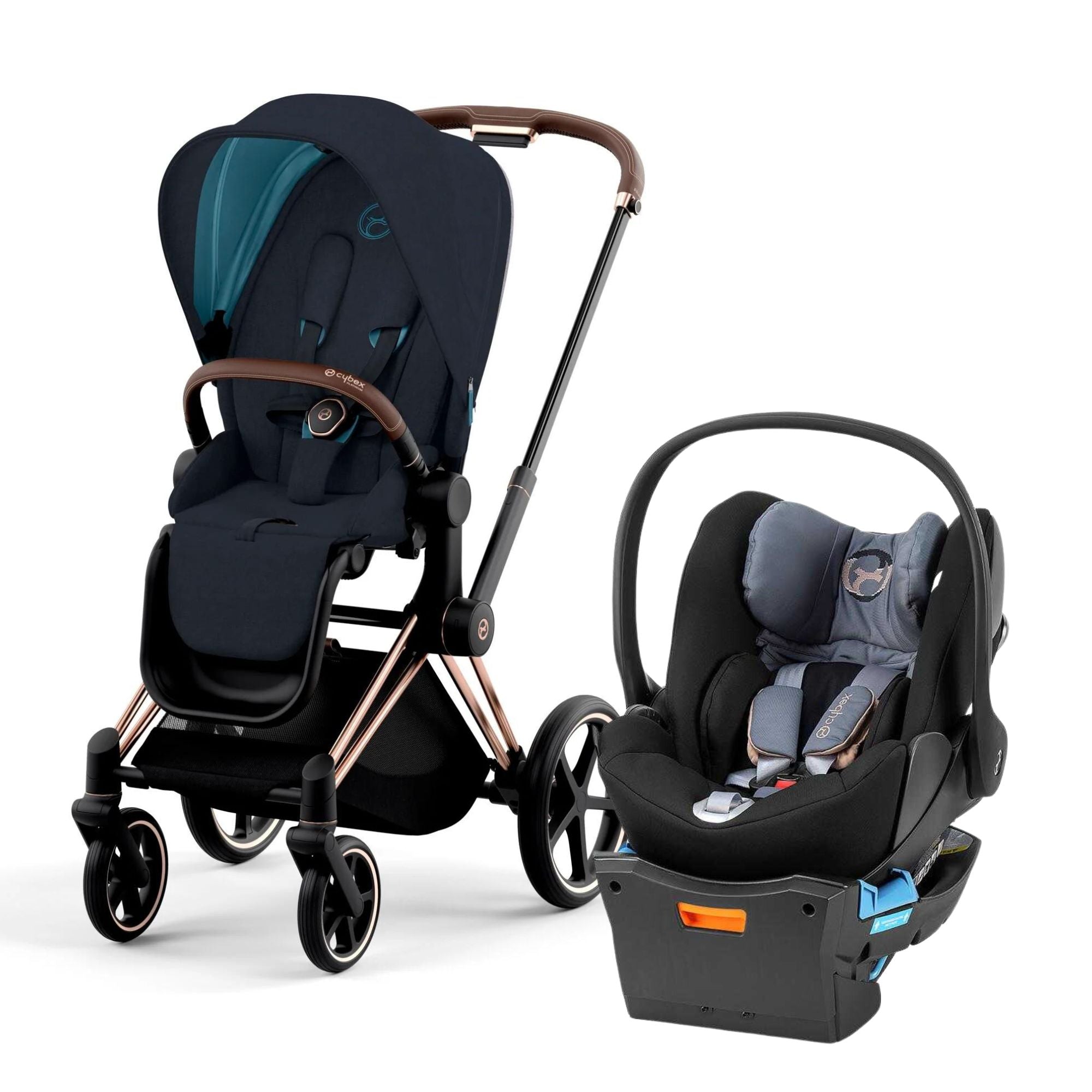 Cybex Priam Rose Gold & Clouq Q Travel System - Tiny Tots Baby Store 