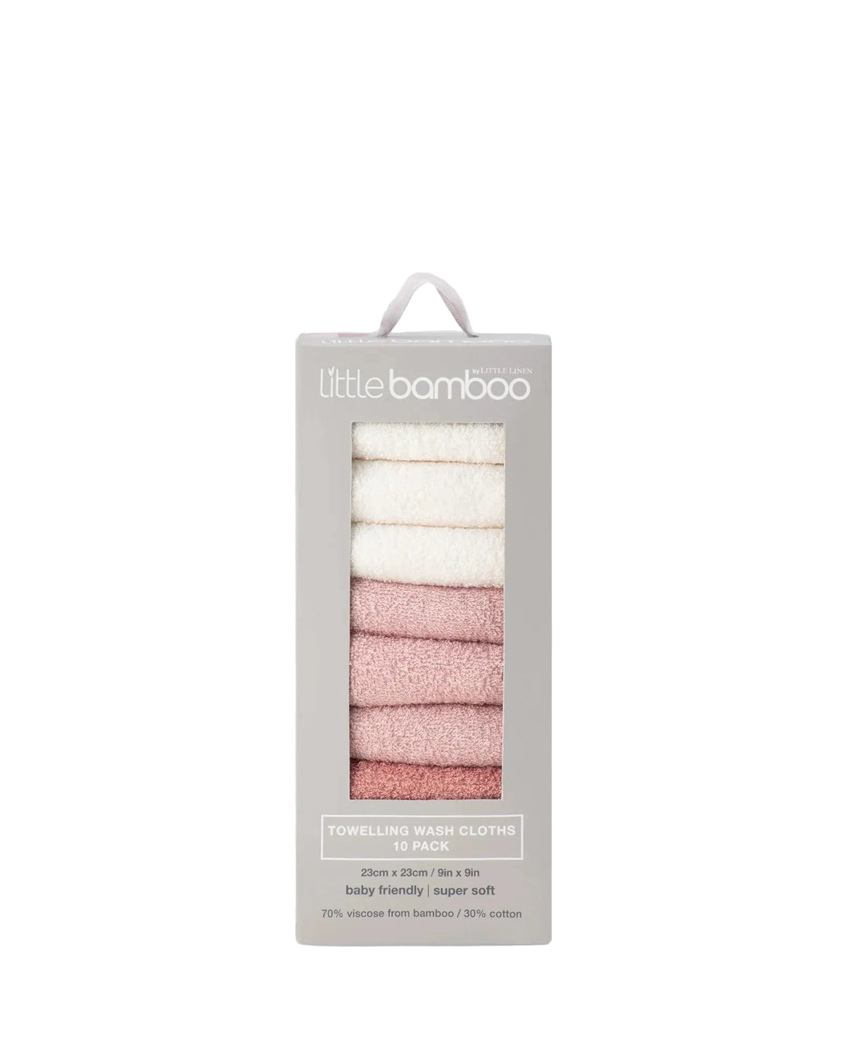 Little Bamboo Baby Towelling Washers 10PK - Dusty Rose