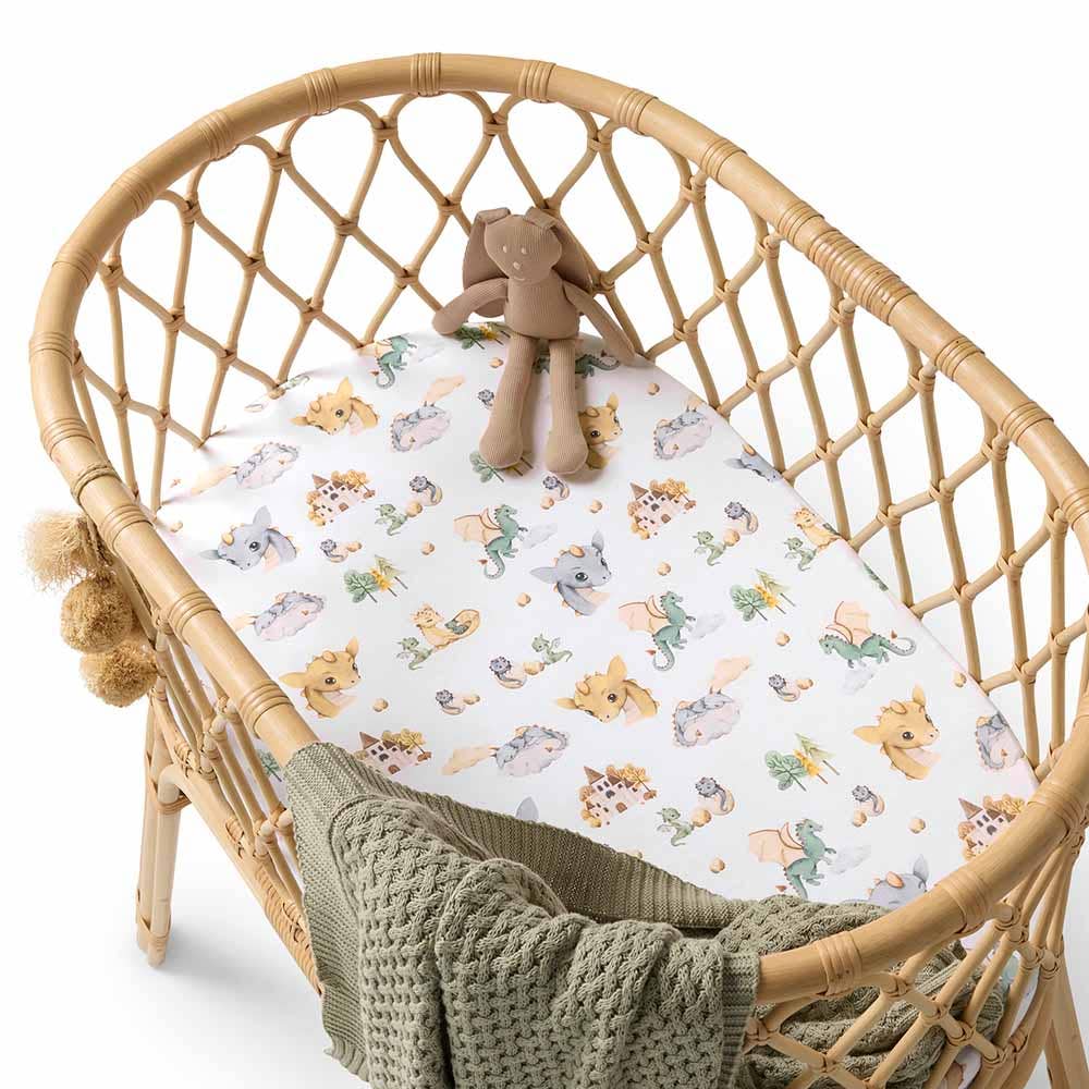 Snuggle Hunny - Dragon Organic Bassinet Sheet / Change Pad Cover