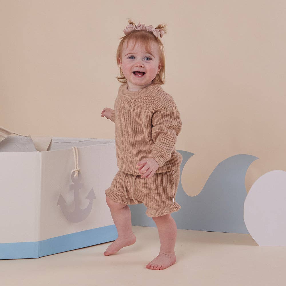 Snuggle Hunny - Hazelnut Oversized Cotton Knit Jumper - 3-6 Months (00)
